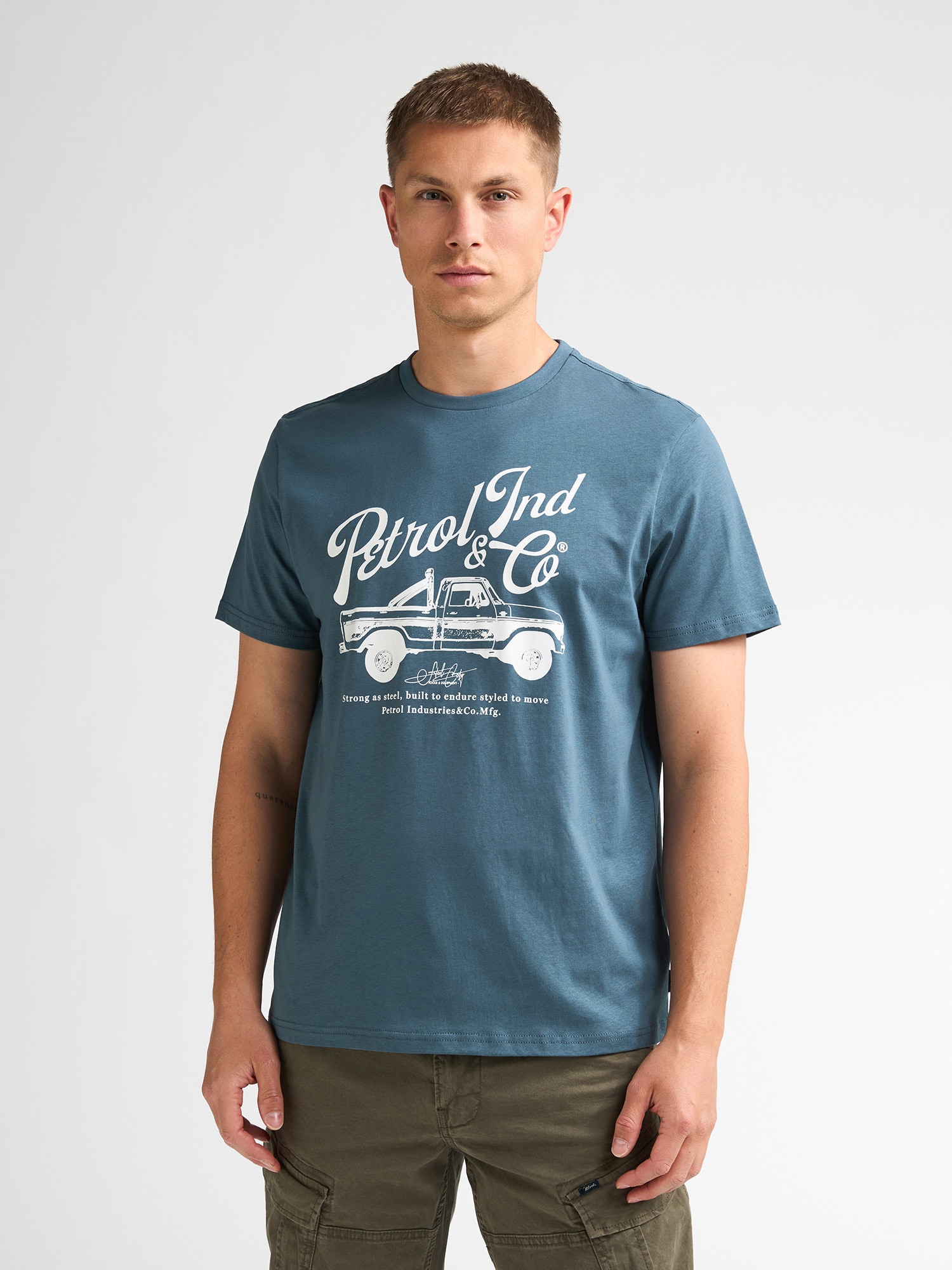 Petrol Industries Tricou safir / alb