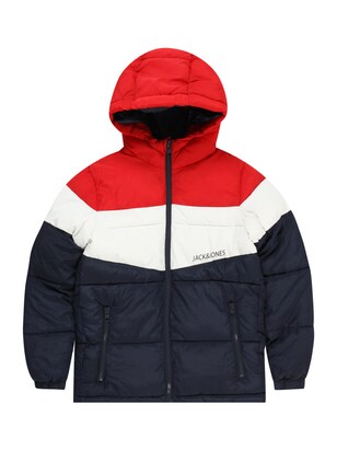 Jack & Jones Junior Tussenjas ‘Daniel’ Donkerblauw / Vuurrood / Wit