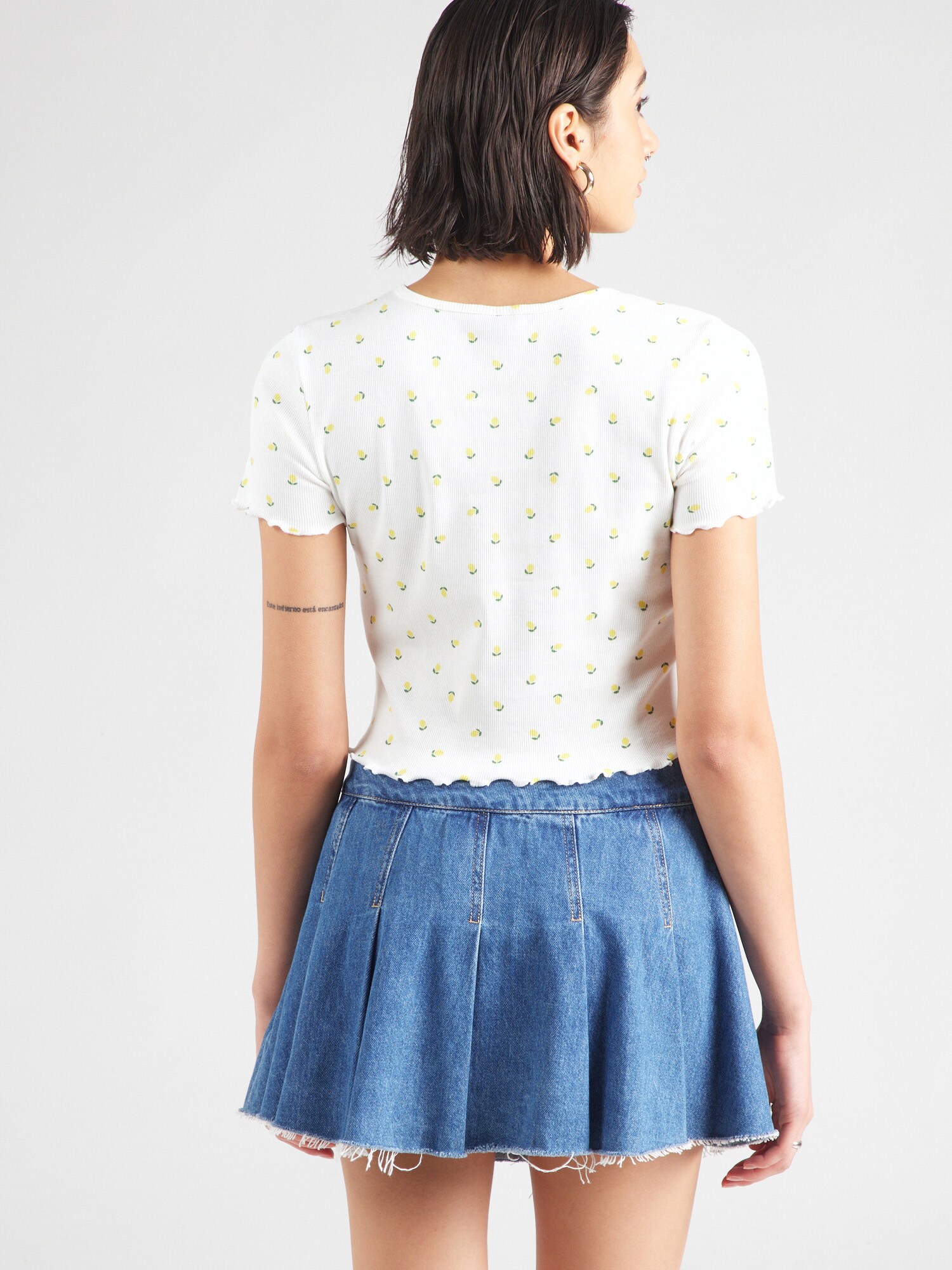 VERO MODA Póló 'VMHarry'  citrom / sötétzöld / fehér termék 2. képe