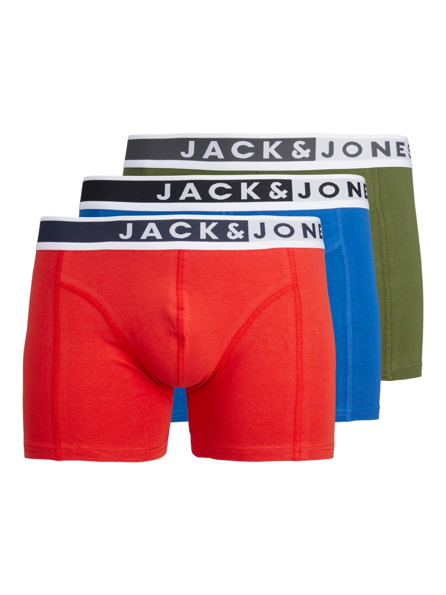 JACK & JONES Boxerky 'JIMMY'  tmavomodrá / kráľovská modrá / olivová / krvavo červená / biela