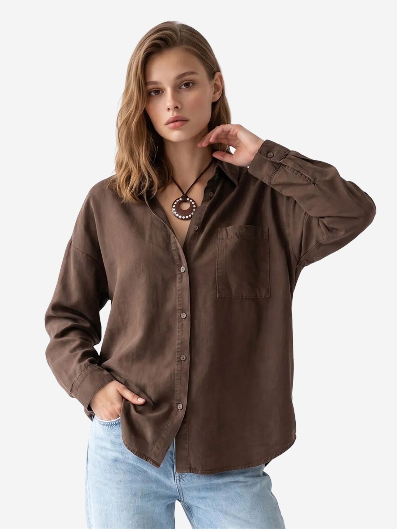 MixRay Bluza 'Hemden' tamno smeđa