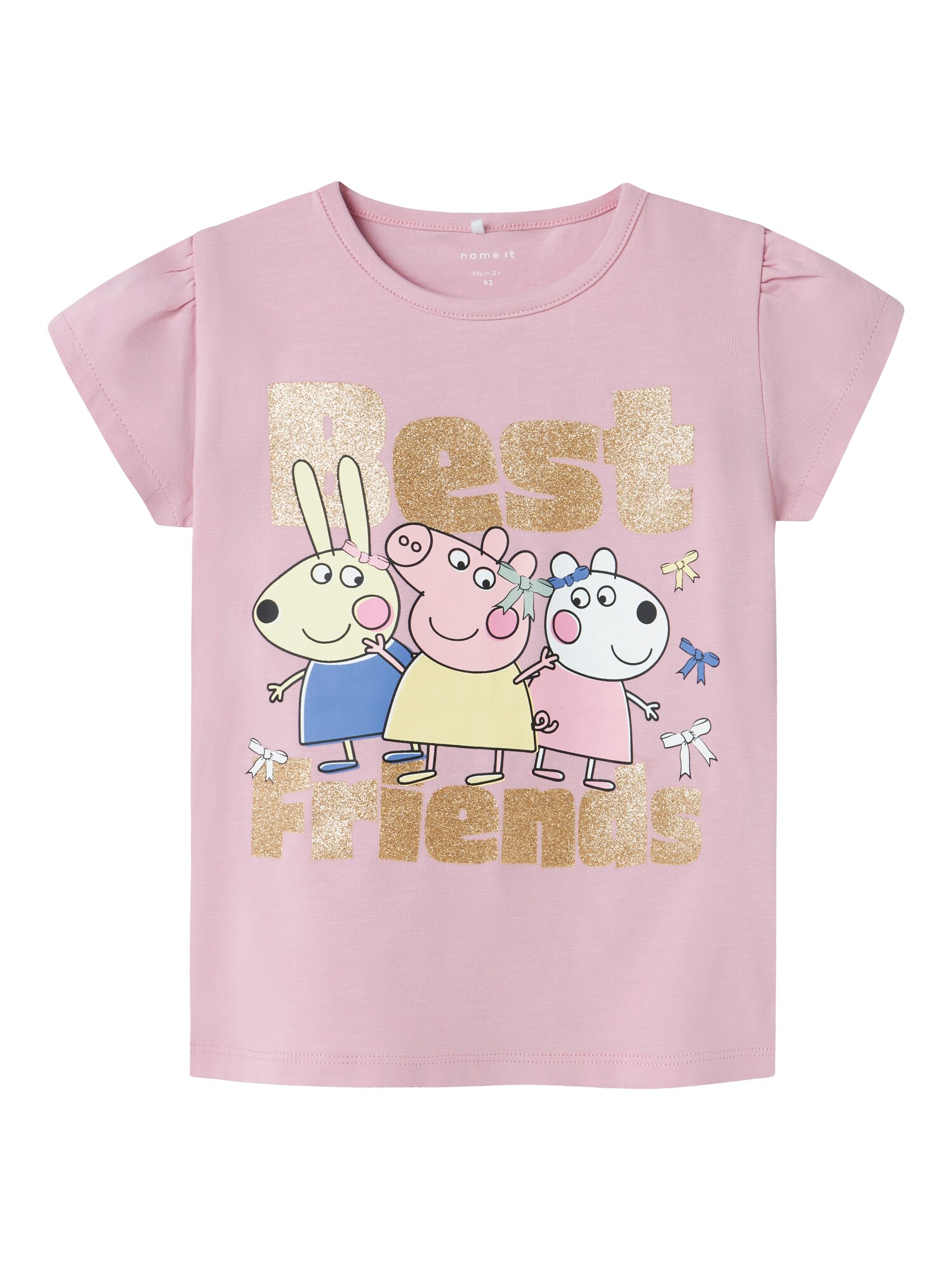 NAME IT Póló 'NMFAmanda Peppa'  pasztellsárga / arany / fáradt rózsaszín / fehér akciós termékkép 1