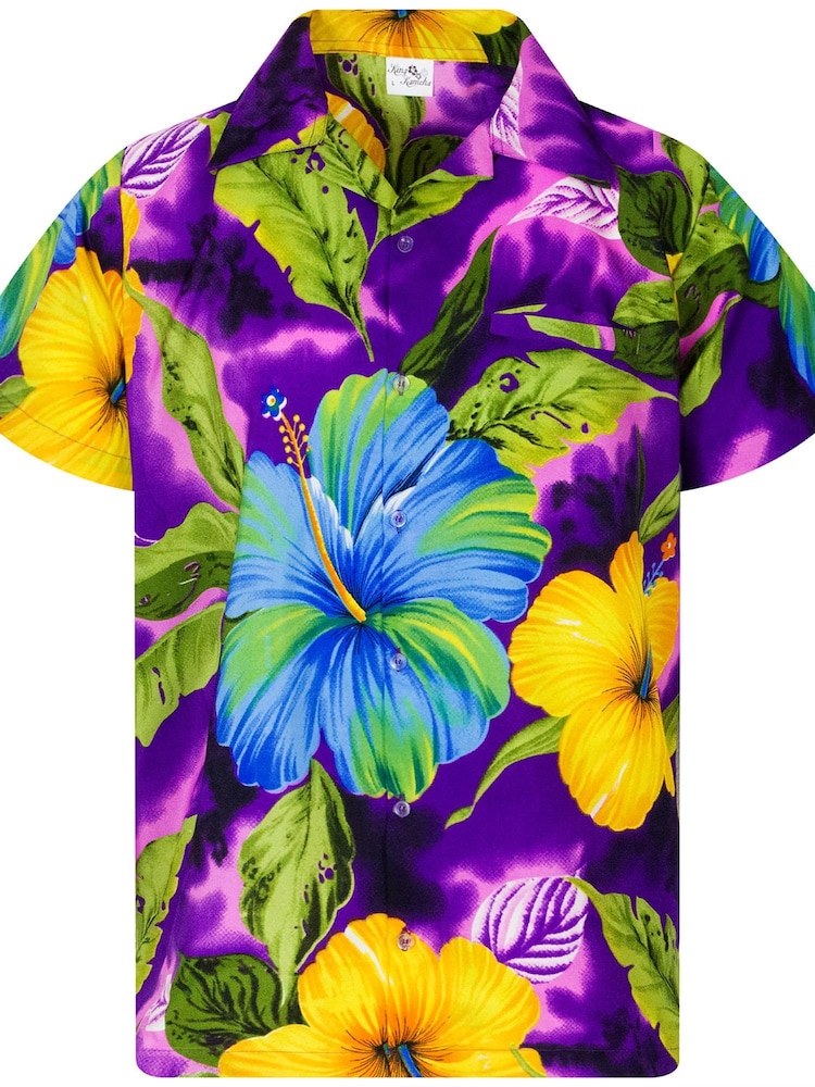 King Kameha Shirt 'Big Flower' Herren Größe S lila
