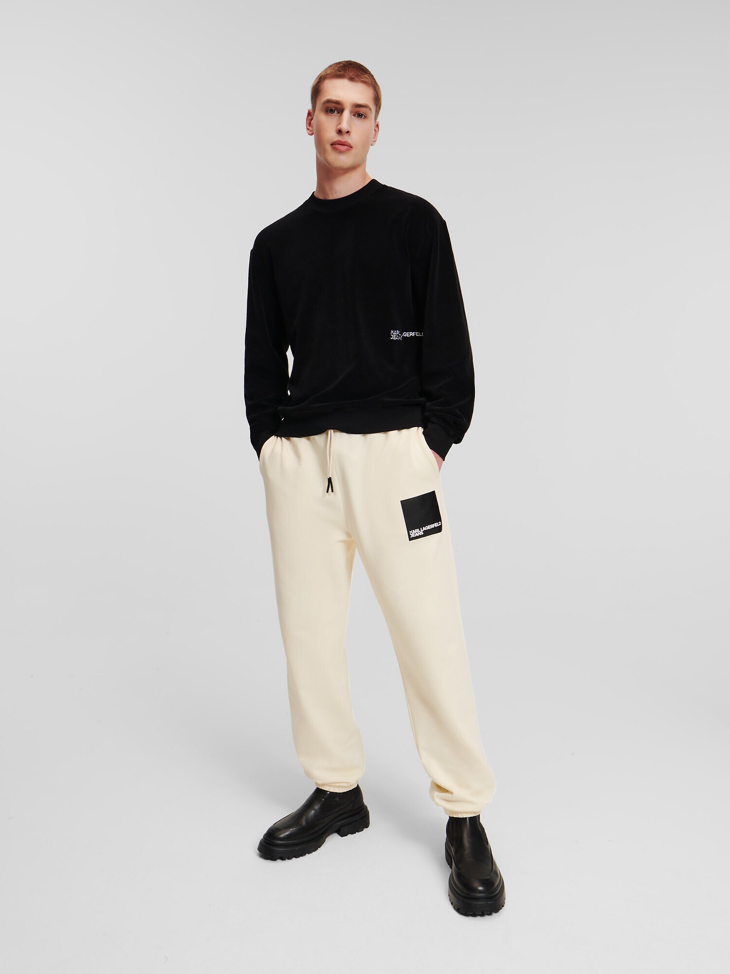 KARL LAGERFELD JEANS Nadrág  fekete / gyapjúfehér termék 2. képe