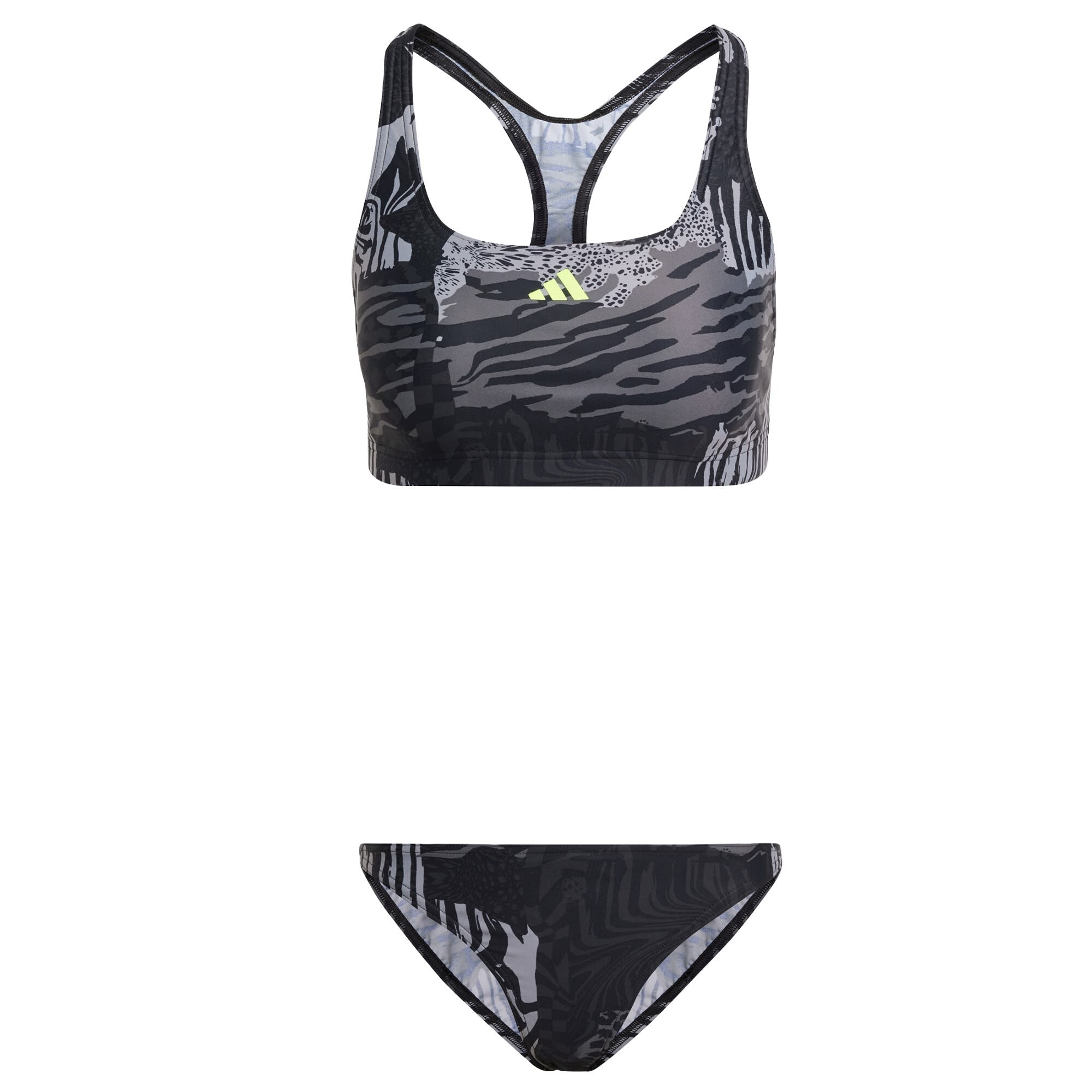 ADIDAS PERFORMANCE Športové jednodielne plavky 'Allover Graphic'  sivá / svetlosivá / limetová / čierna