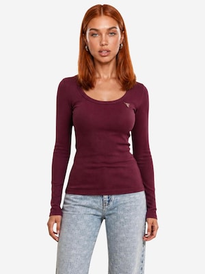 GUESS Camiseta 'COLETTE LS RIB TOP V4BP07 K8RT2'  burdeos