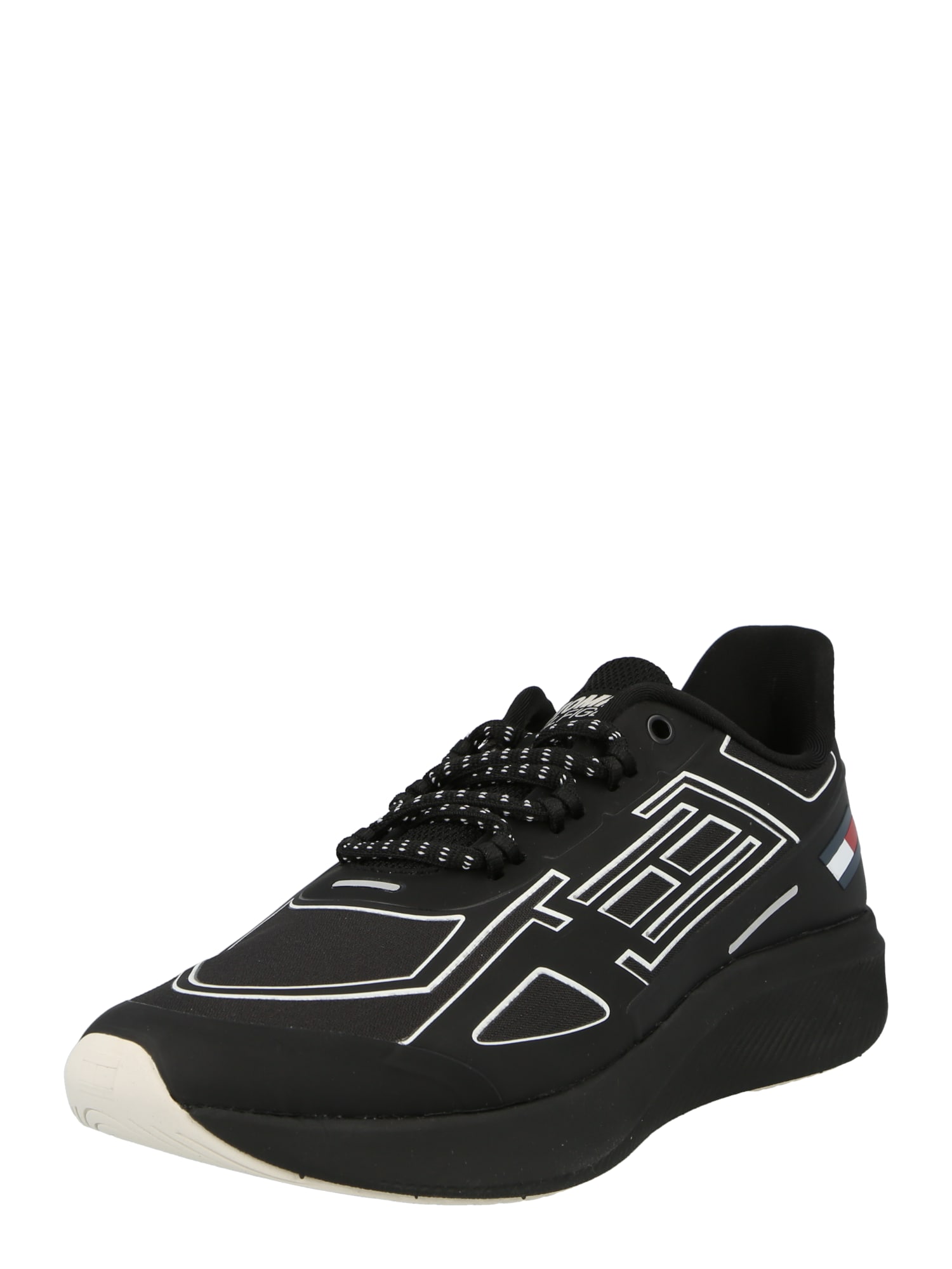 Tommy Sport Bėgimo batai juoda / balta / tamsiai mėlyna / raudona