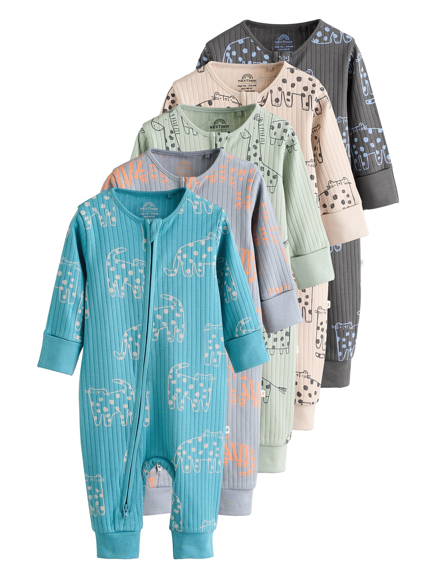 Next Pijamale  bej / azur / albastru aqua / gri bazalt / portocaliu caisă