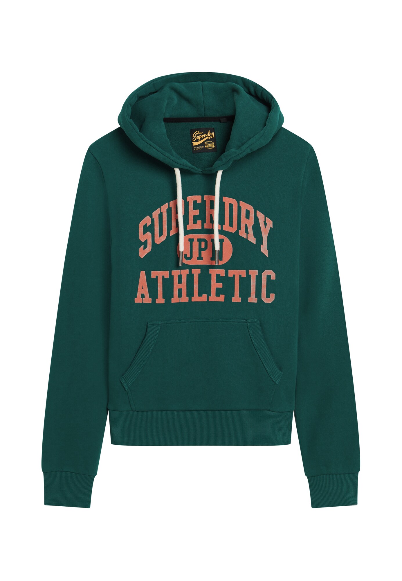 Superdry Mikina  tmavozelená / oranžová