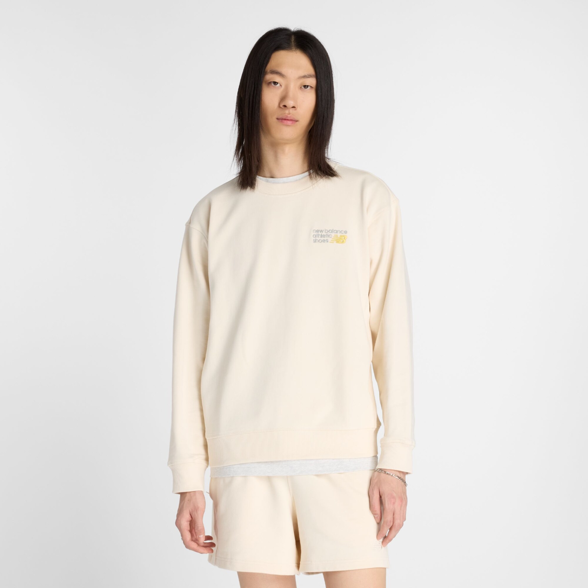 new balance Sudadera 'Athletics Premium' amarillo / gris / blanco lana