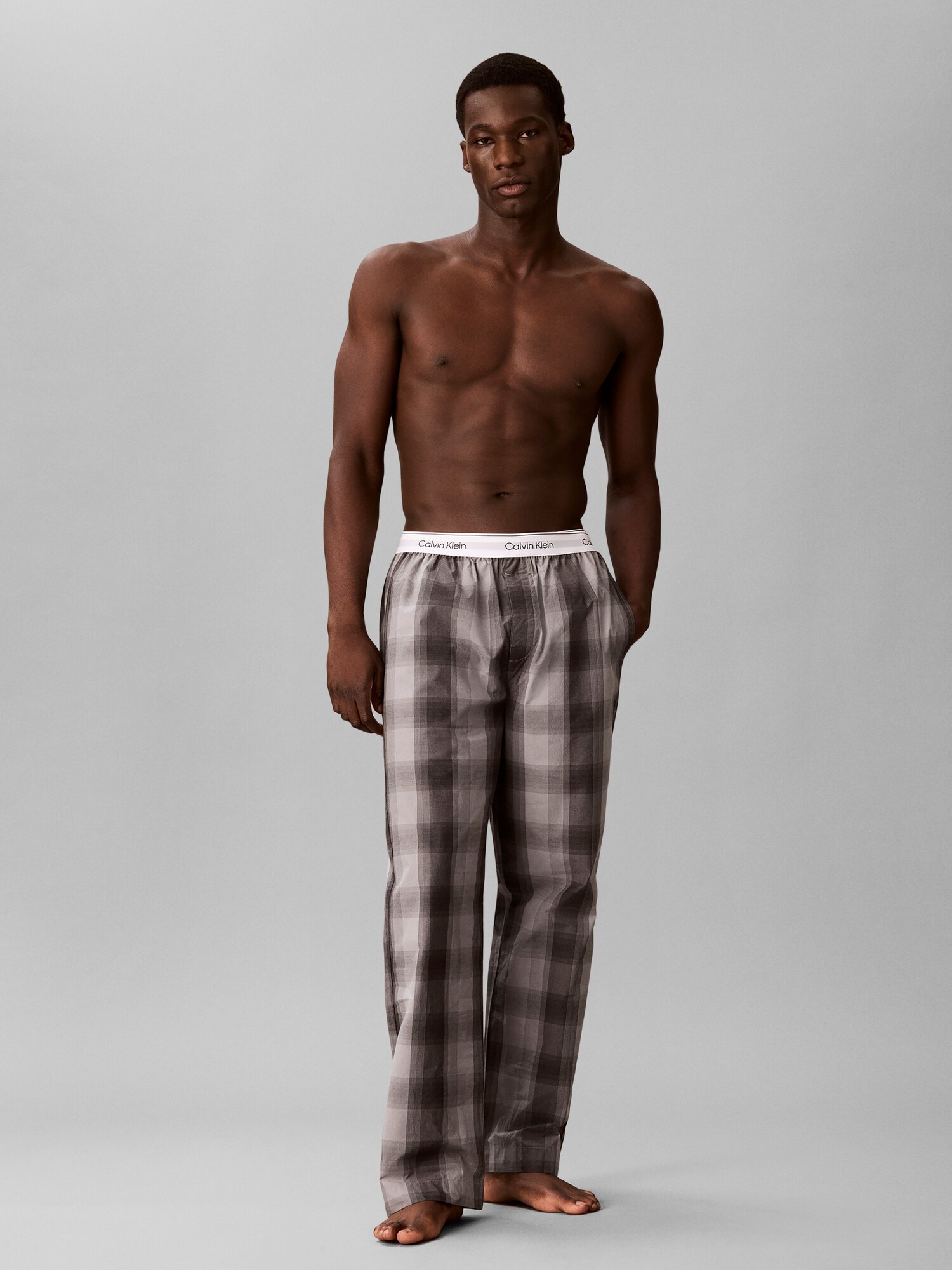Calvin Klein Underwear Pantalón de pijama  marrón oscuro / gris claro – imagen 3