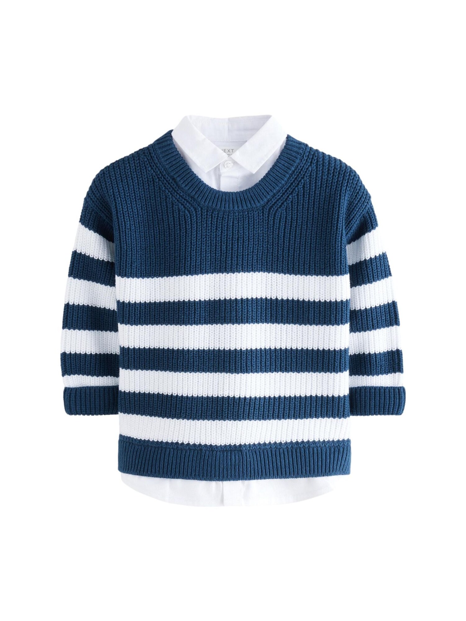 Next Pulover  bleumarin / alb