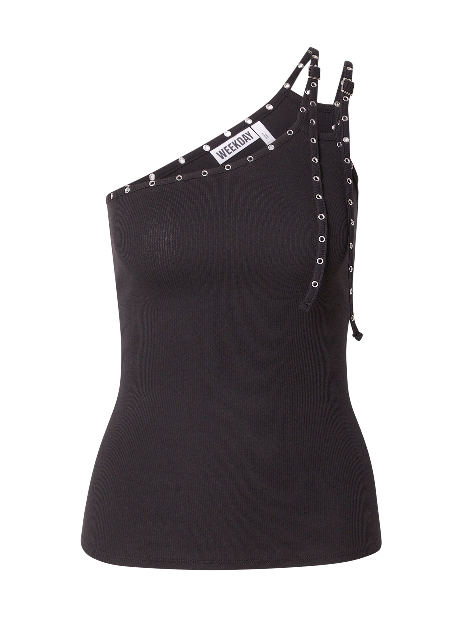 WEEKDAY Top Bianca  negru / argintiu