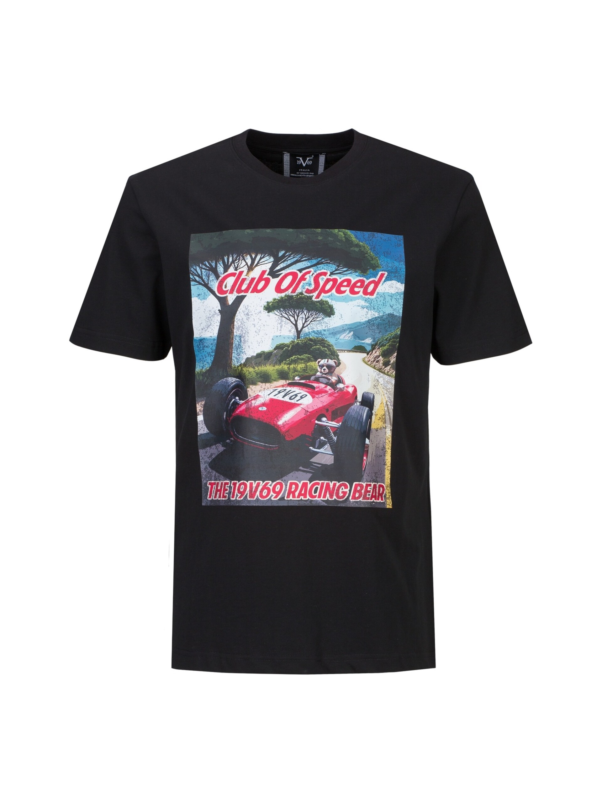 19v69 Italia T-shirt 'Rafael Racing 3' gentiana / mörkgrön / röd herr