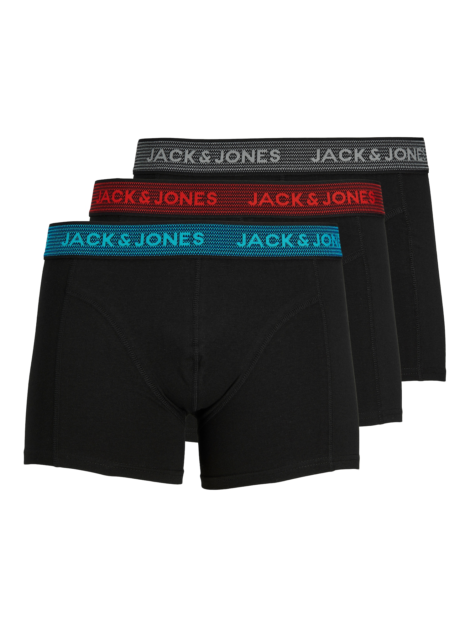 JACK & JONES Boxeri azur / gri deschis / roșu / negru