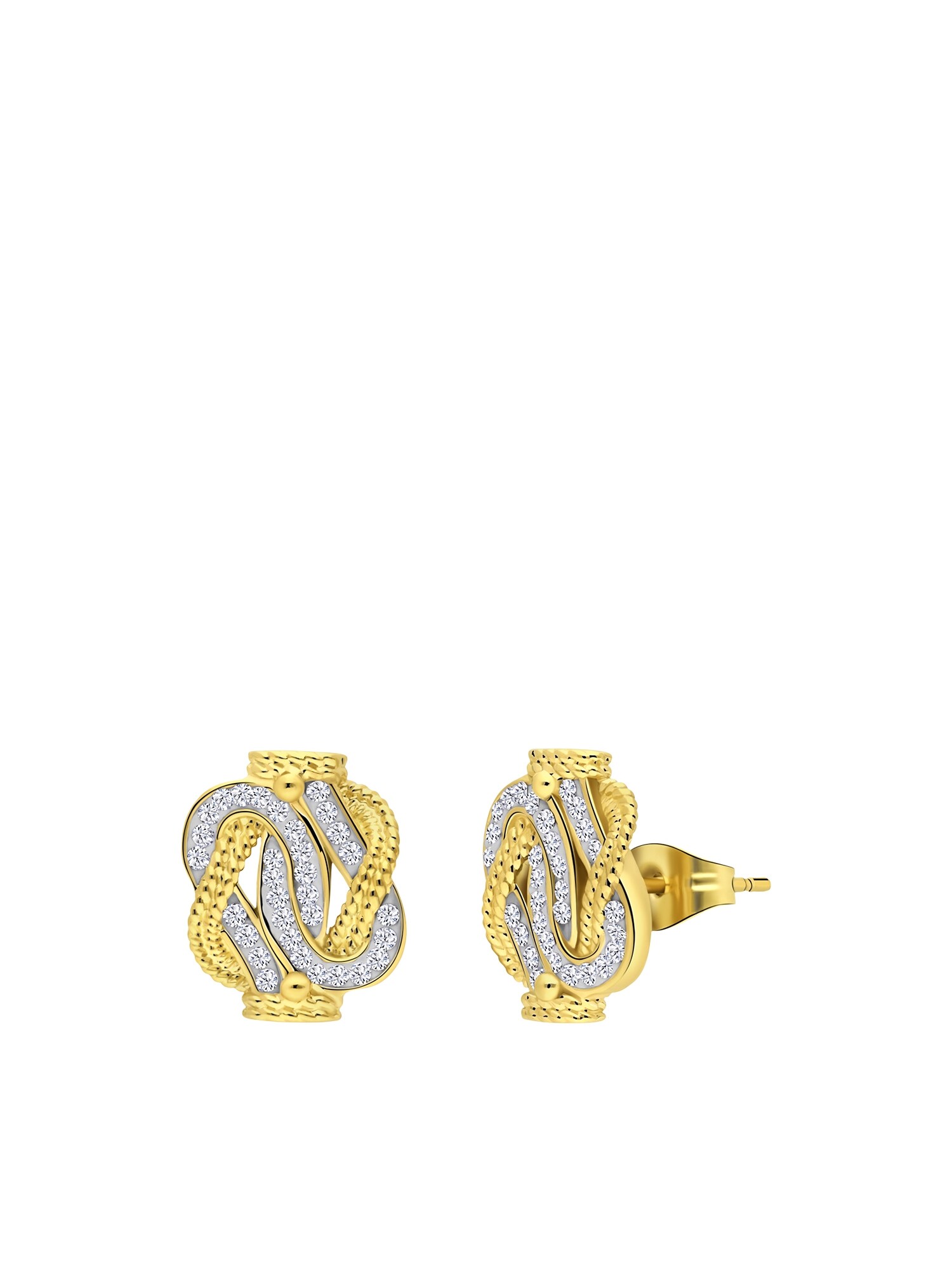 Lucardi Oorbellen 'Dagi Knoten' Goud / Transparant