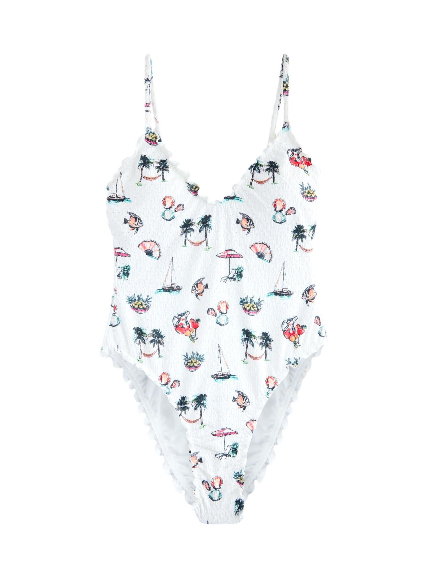 Next Costum de baie întreg  verde închis / corai / roșu / alb