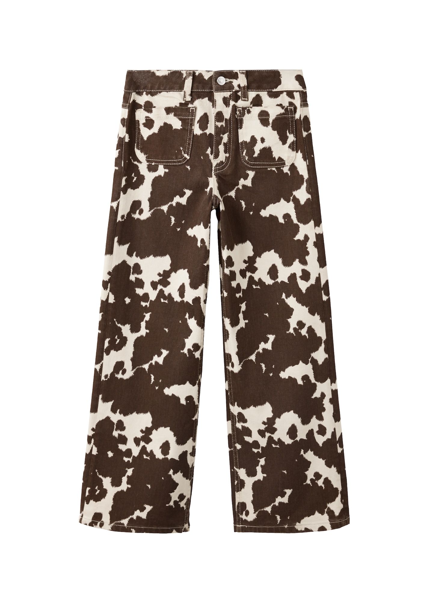 MANGO KIDS Jeans WIDEV ecru / maro închis
