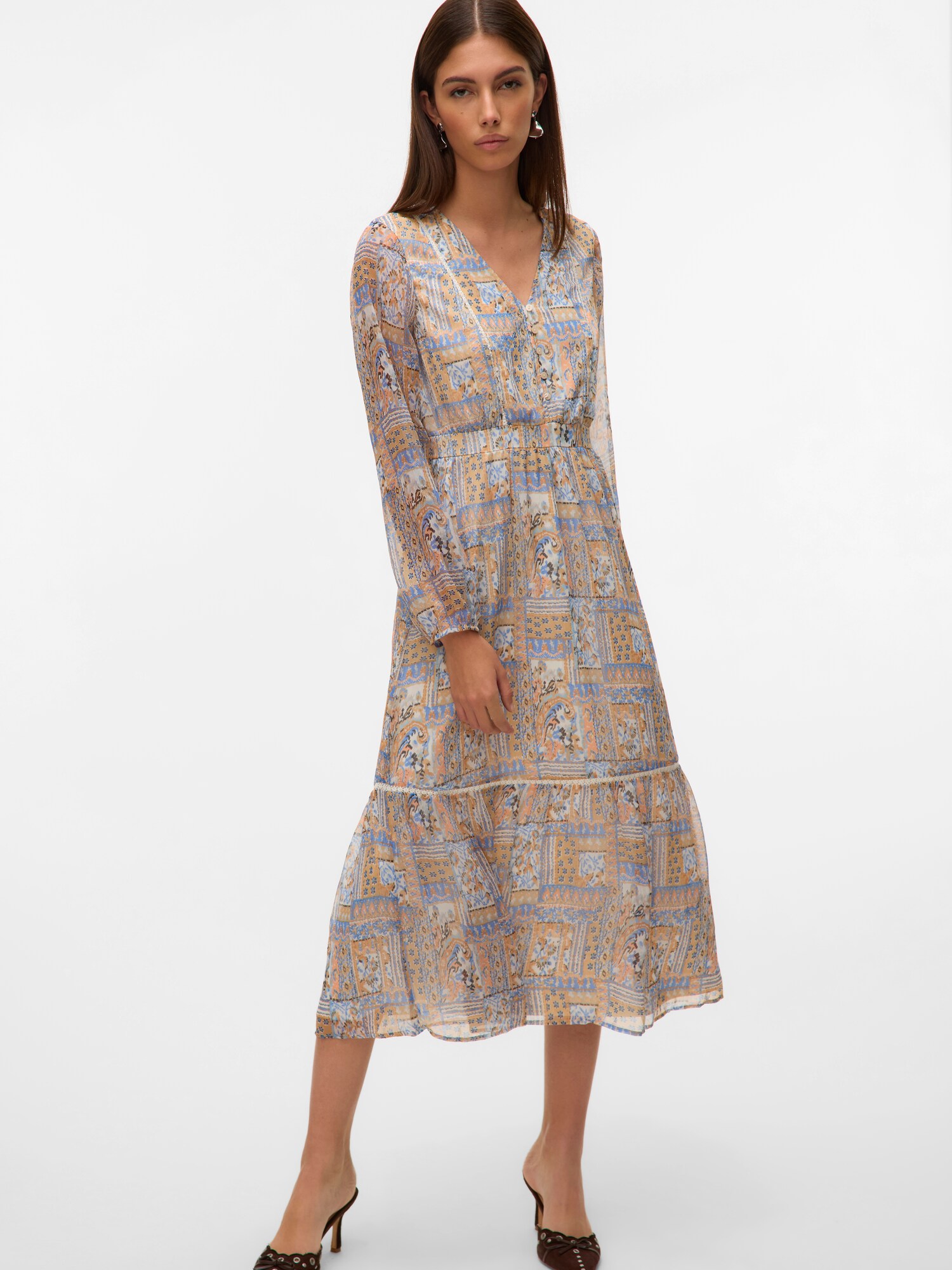 VERO MODA Ruha 'VMLISA LULU'  bézs / homok / kék / fekete termék 2. képe