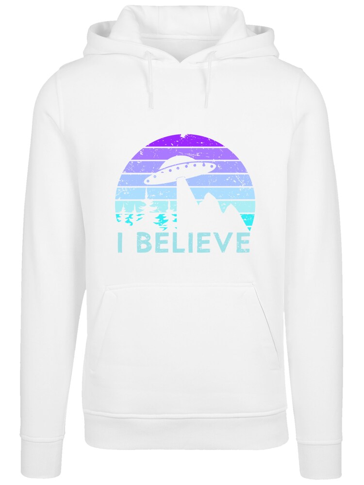 F4NT4STIC Sweatshirt 'I Believe UFO Alien Raumschiff Retro' Herren Größe S türkis / hellblau / lila / weiß