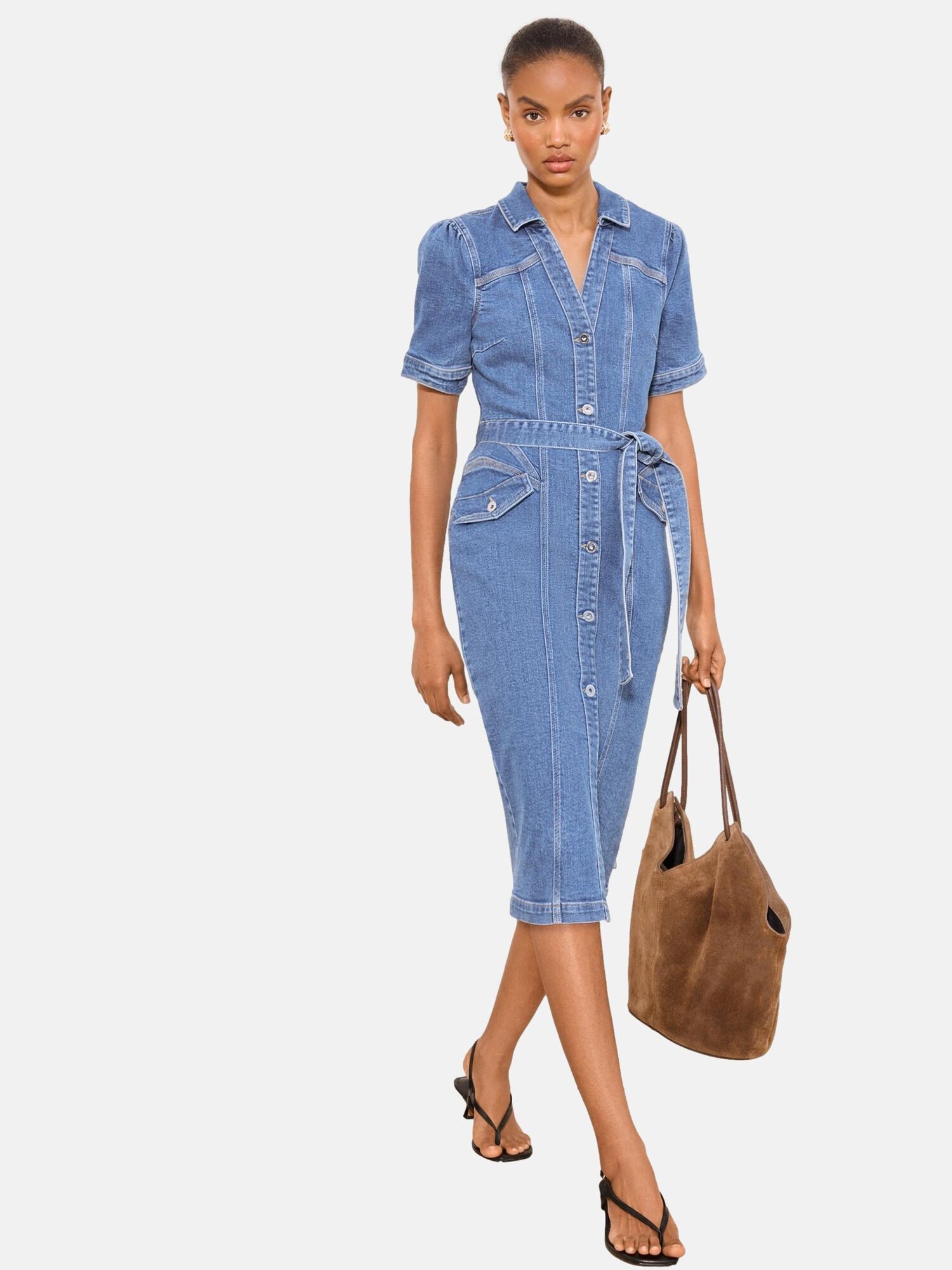Lipsy Rochie tip bluză albastru denim