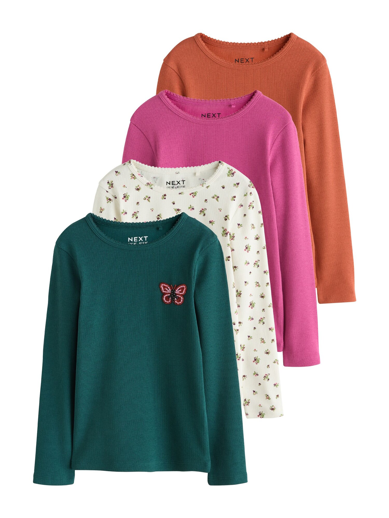 Next Tricou verde smarald / portocaliu / roz / alb