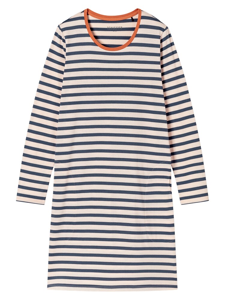 SCHIESSER Nachthemd 'Casual Essentials' Damen Größe L/XL champagner / dunkelblau / orange