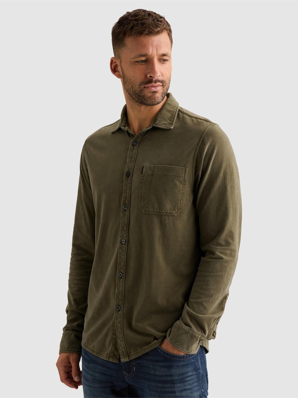 Skjorta 'Shirt with garment-dye wash and chest pocket'