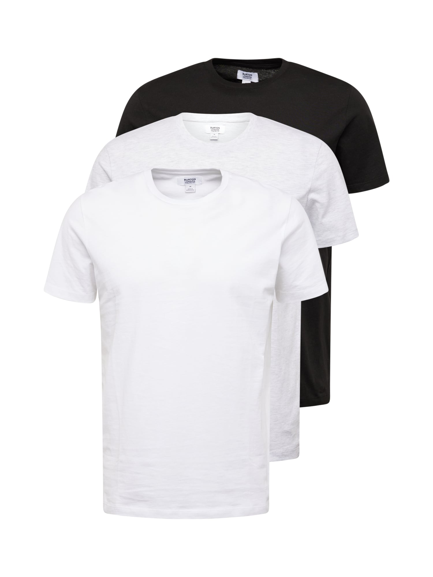 BURTON MENSWEAR LONDON Тениска  сив меланж / черно / бяло