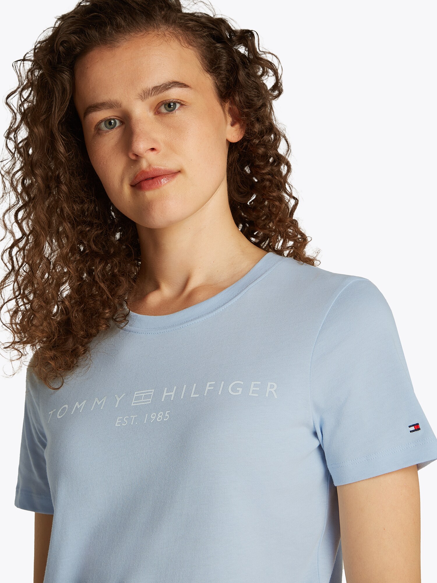 TOMMY HILFIGER Tričko modrosivá / biela (obrázok 6)
