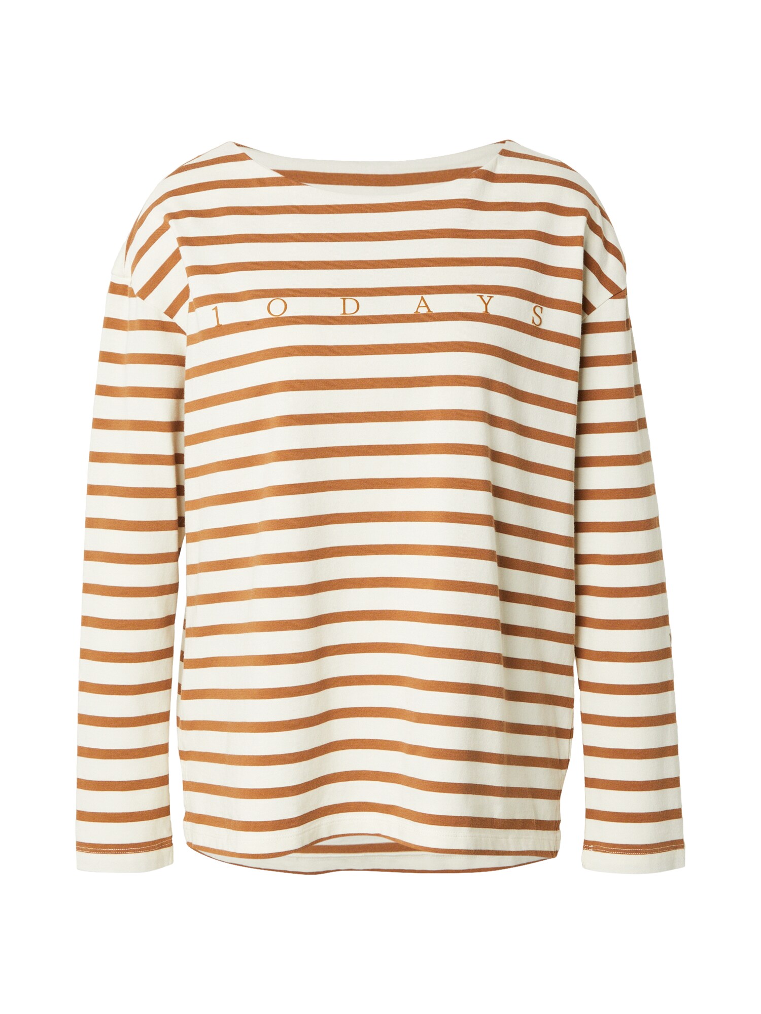 10Days Tricou  ecru / maro coniac