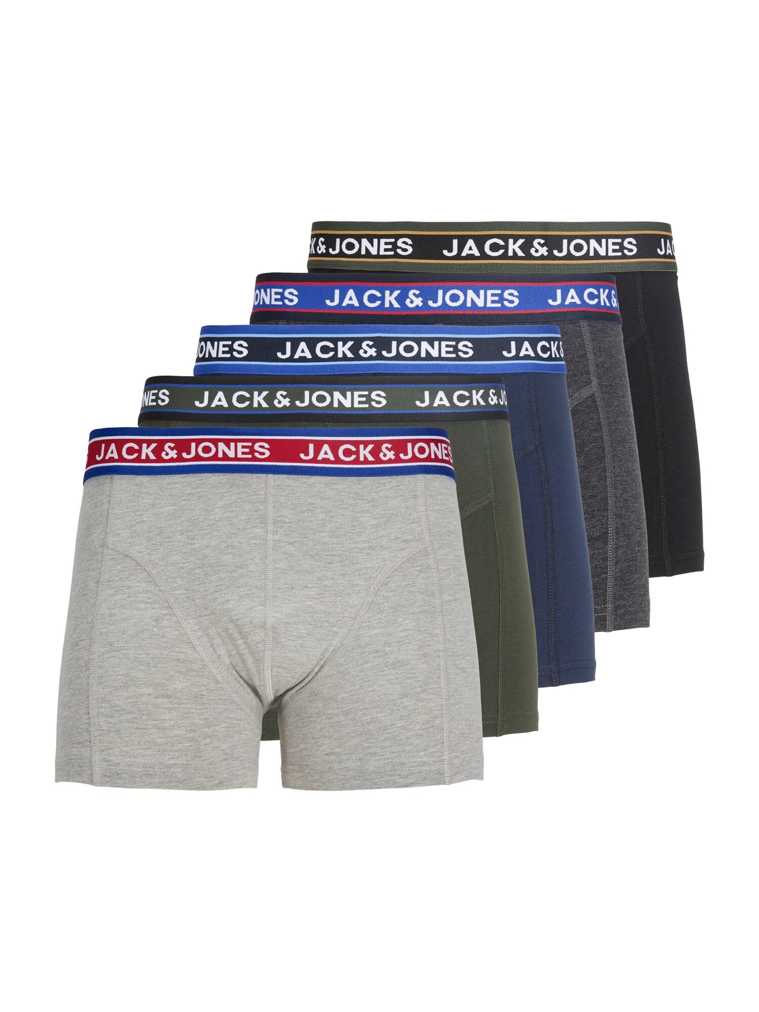 Jack & Jones Boxershorts 'JACOliver' Navy / Donkergrijs / Grijs Gemêleerd / Olijfgroen / Zwart