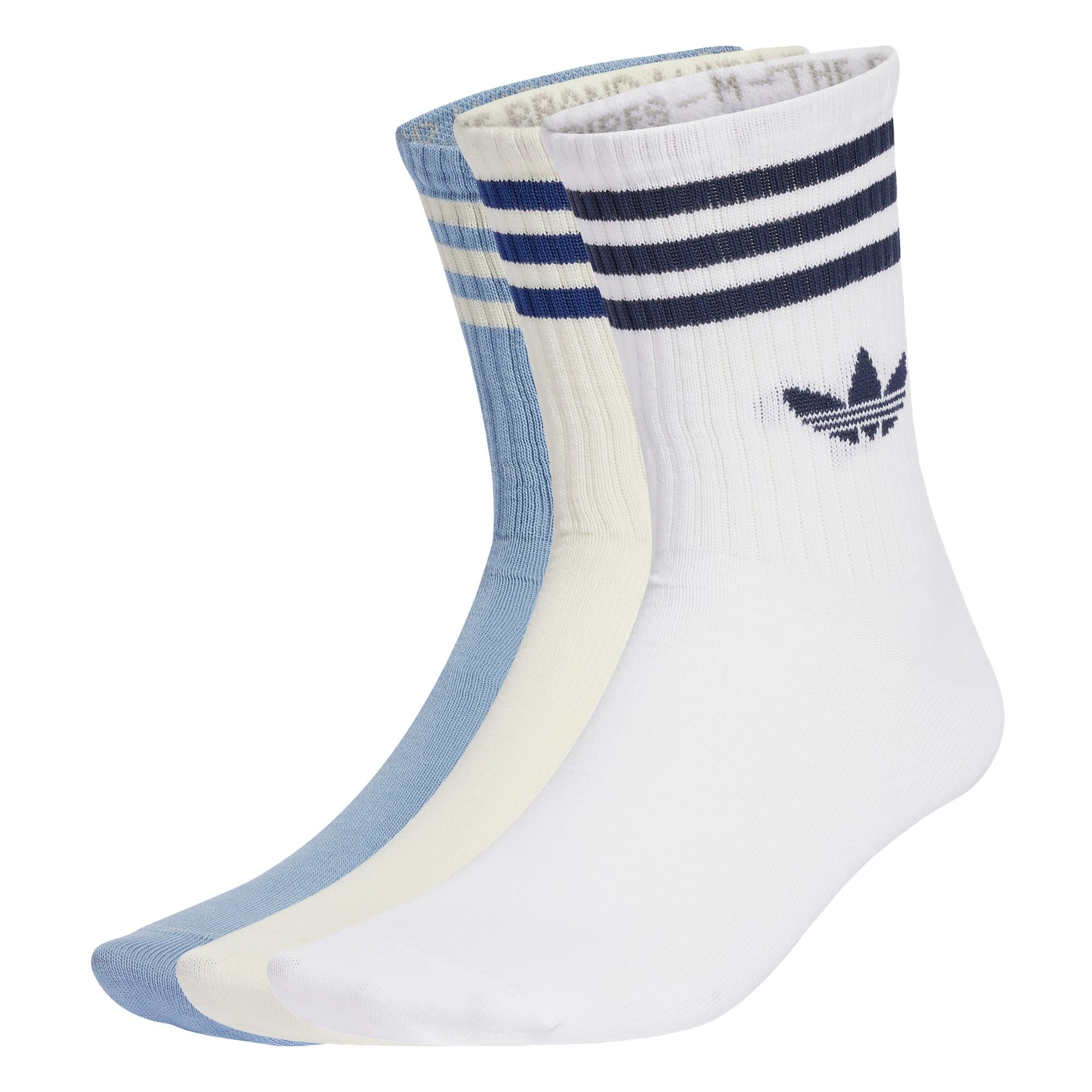 ADIDAS ORIGINALS Șosete 3-Stripes Crew 3 Pairs albastru marin / azuriu / alb / alb lână