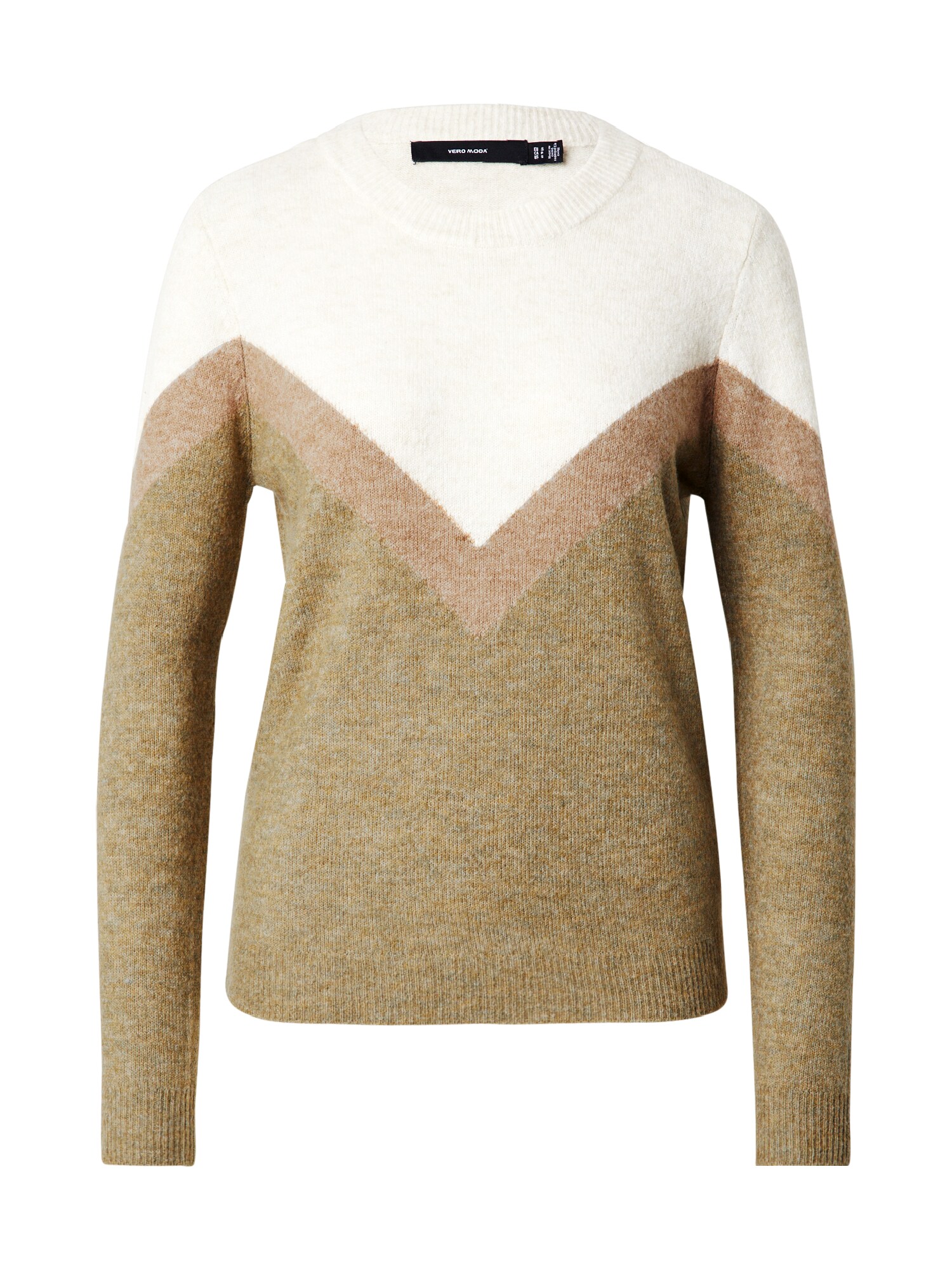 VERO MODA Sveter 'VMPLAZA'  béžová / olivová / biela