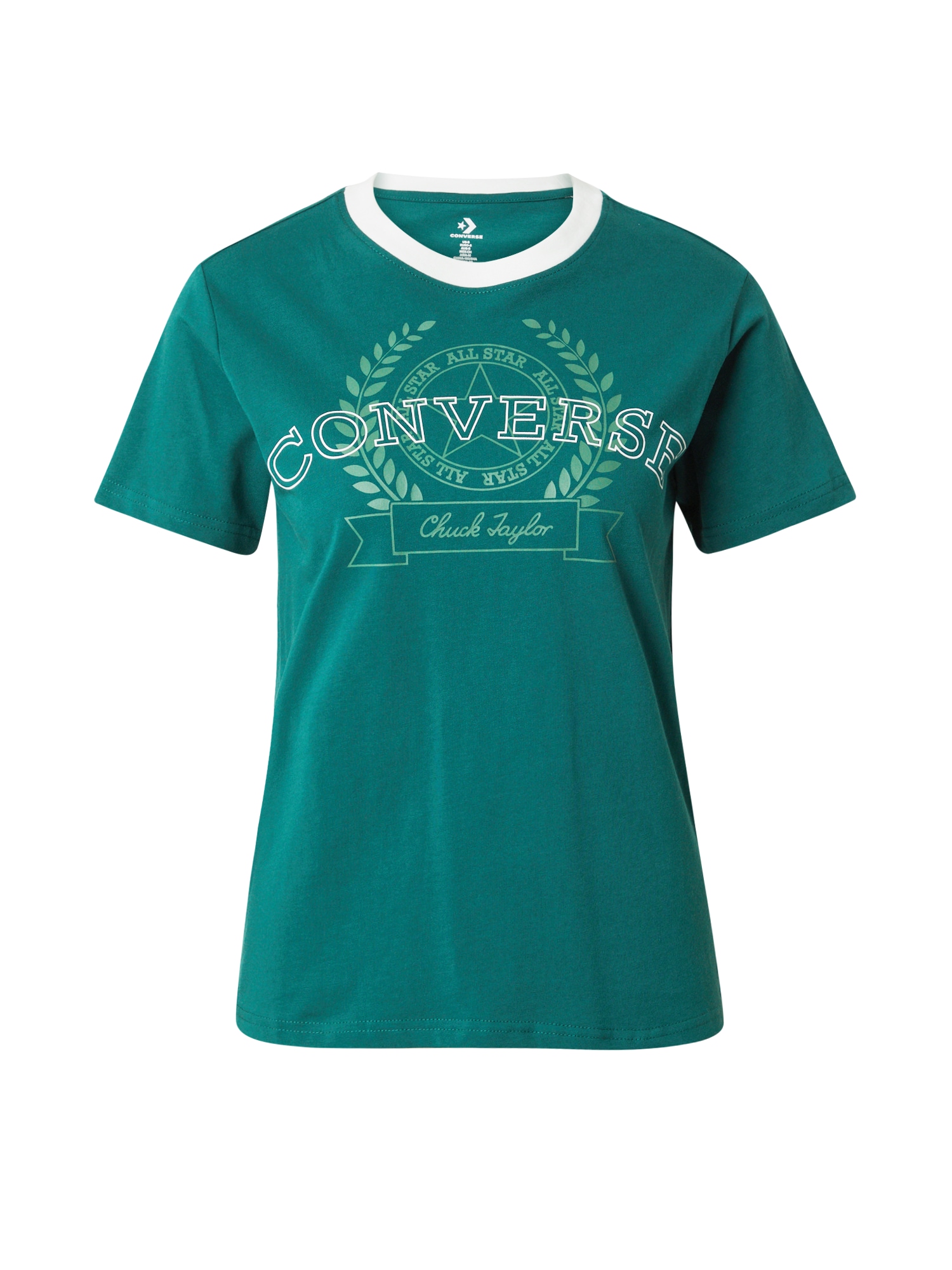 CONVERSE Тениска 'CHUCK TAYLOR'  светлозелено / тъмнозелено / бяло