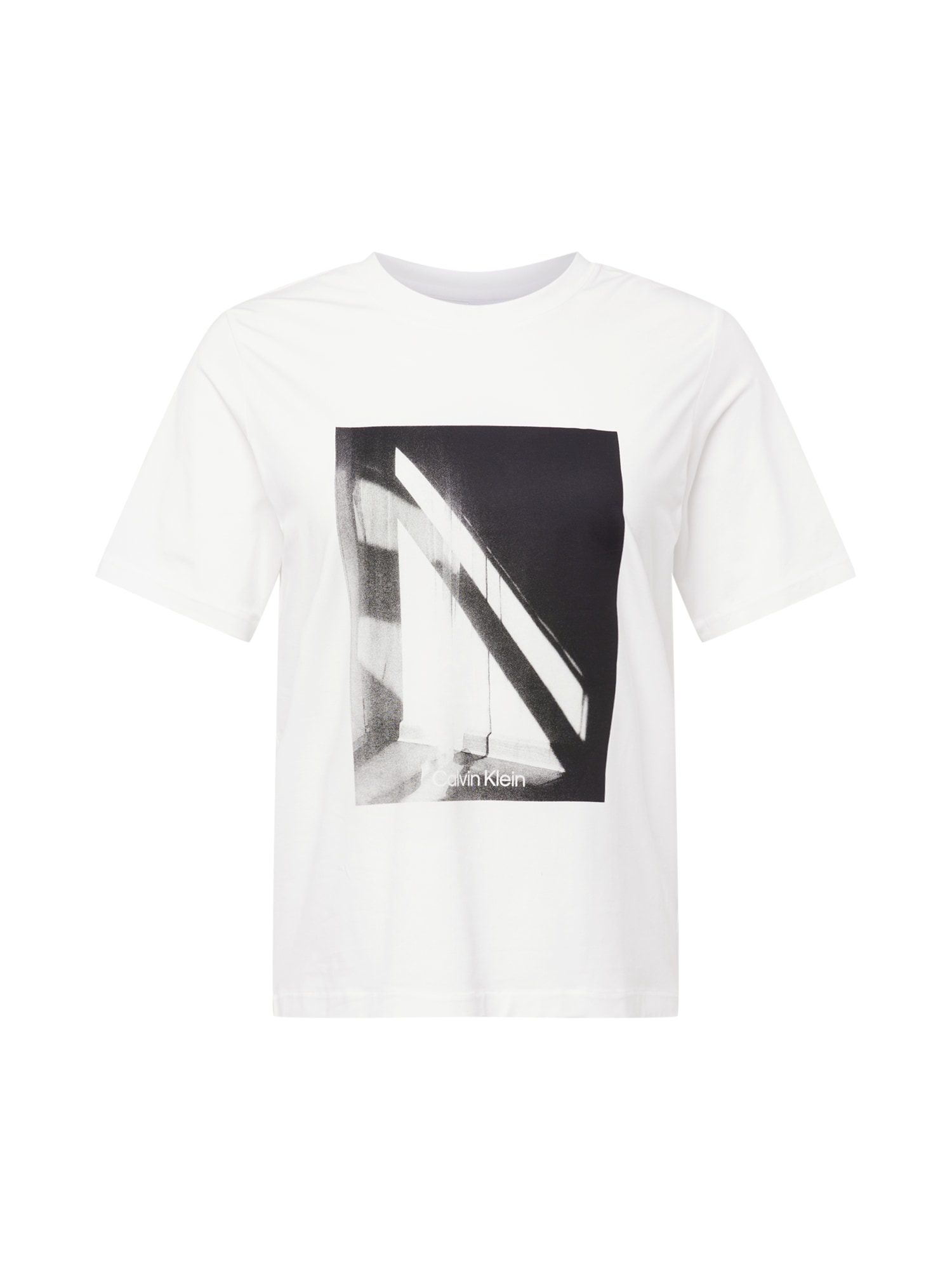 Calvin Klein Curve Marškinėliai šviesiai pilka / juoda / balta