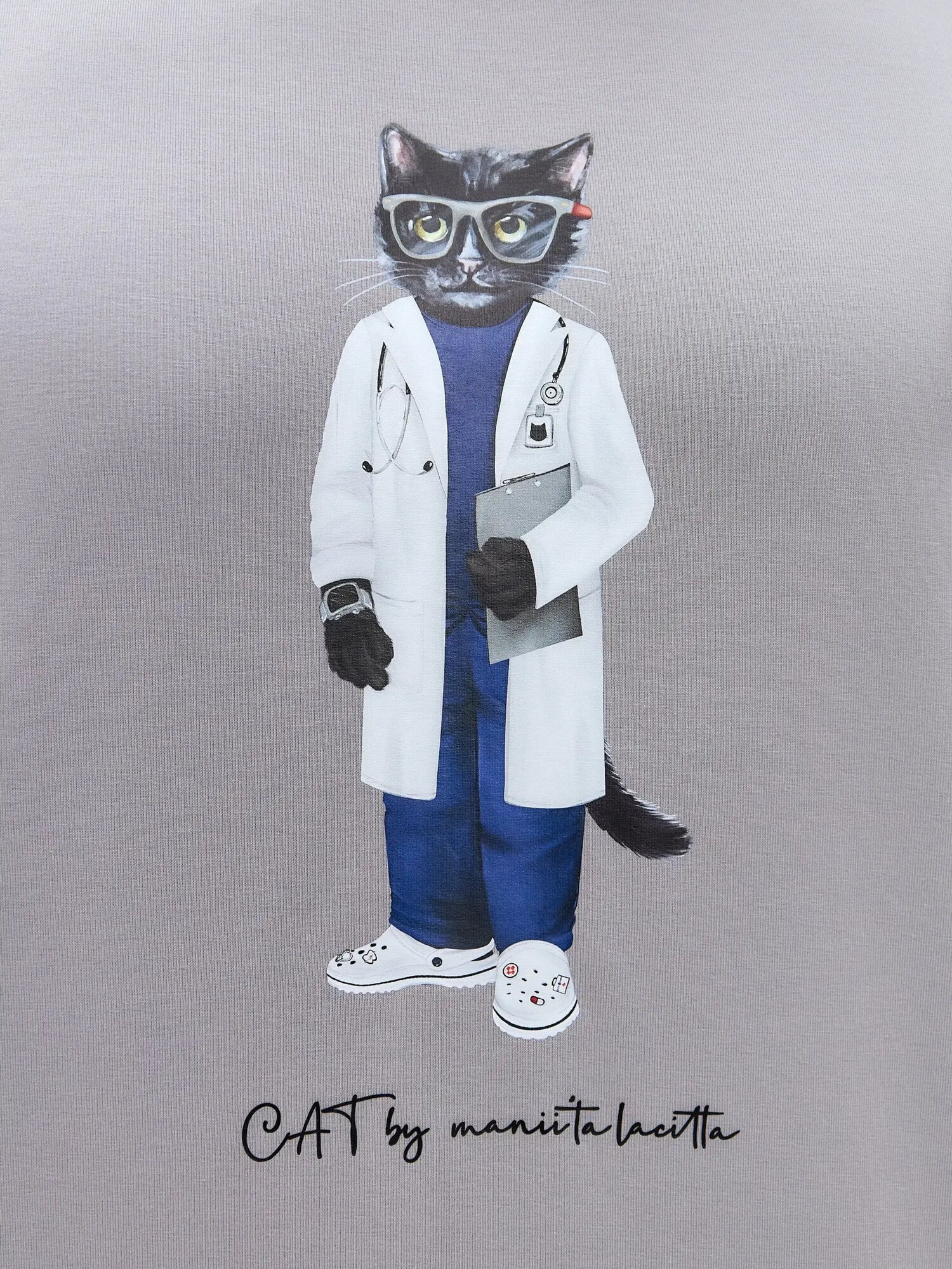 Cat e Lolette Tričko 'Doctor Cat'  sivá (obrázok 5)