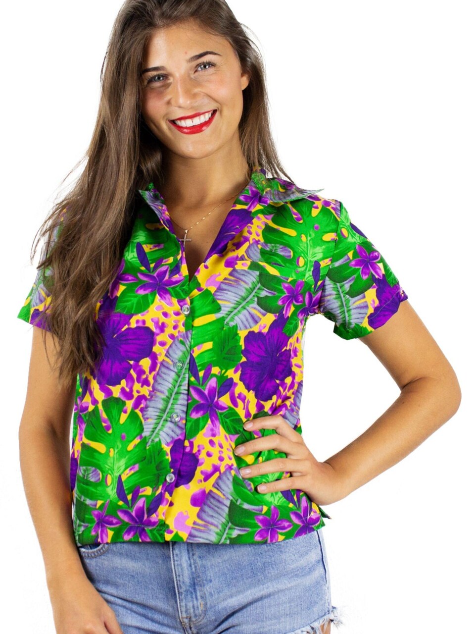 Blus 'Green Purple Flower'