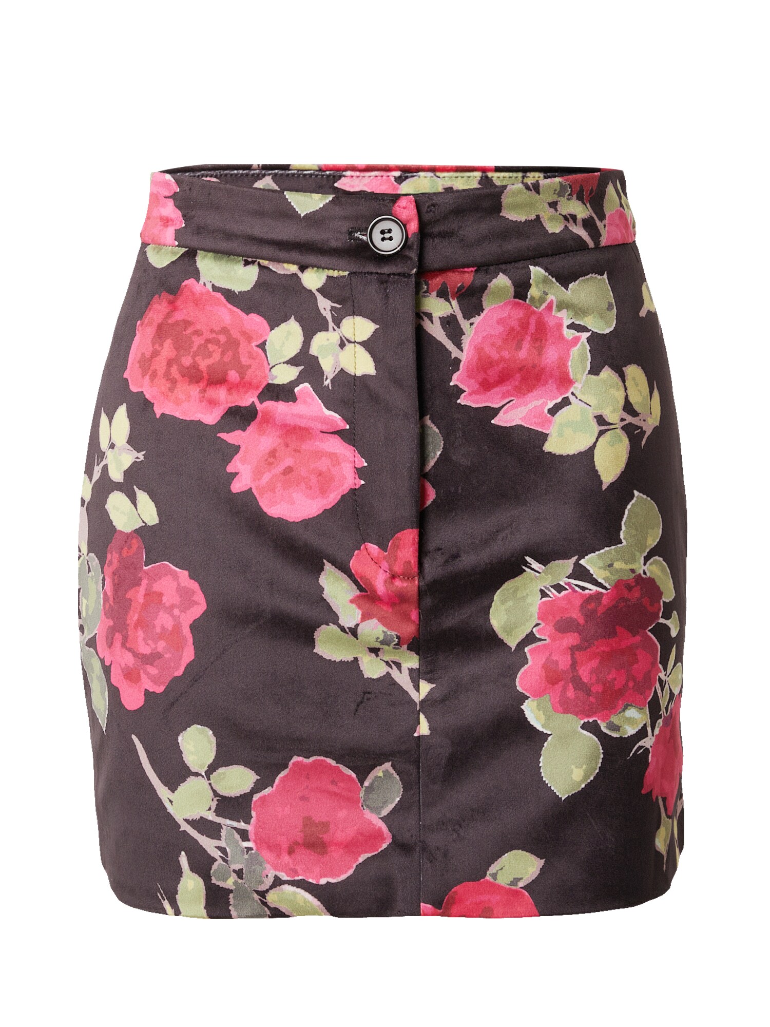 Nasty Gal Sukňa tmavohnedá / pastelovo zelená / malinová