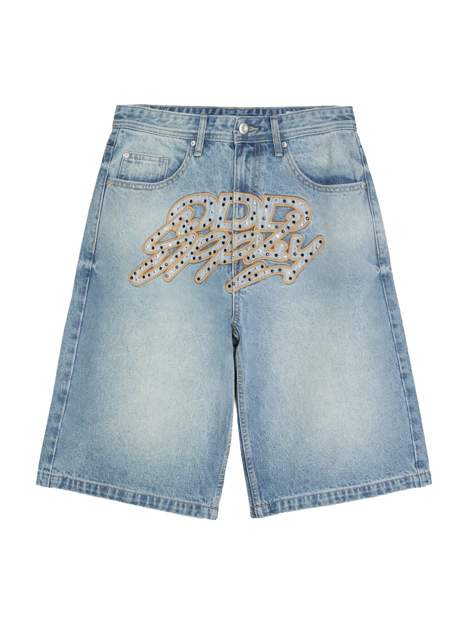 Bershka Kavbojke  moder denim / umbra / srebrna