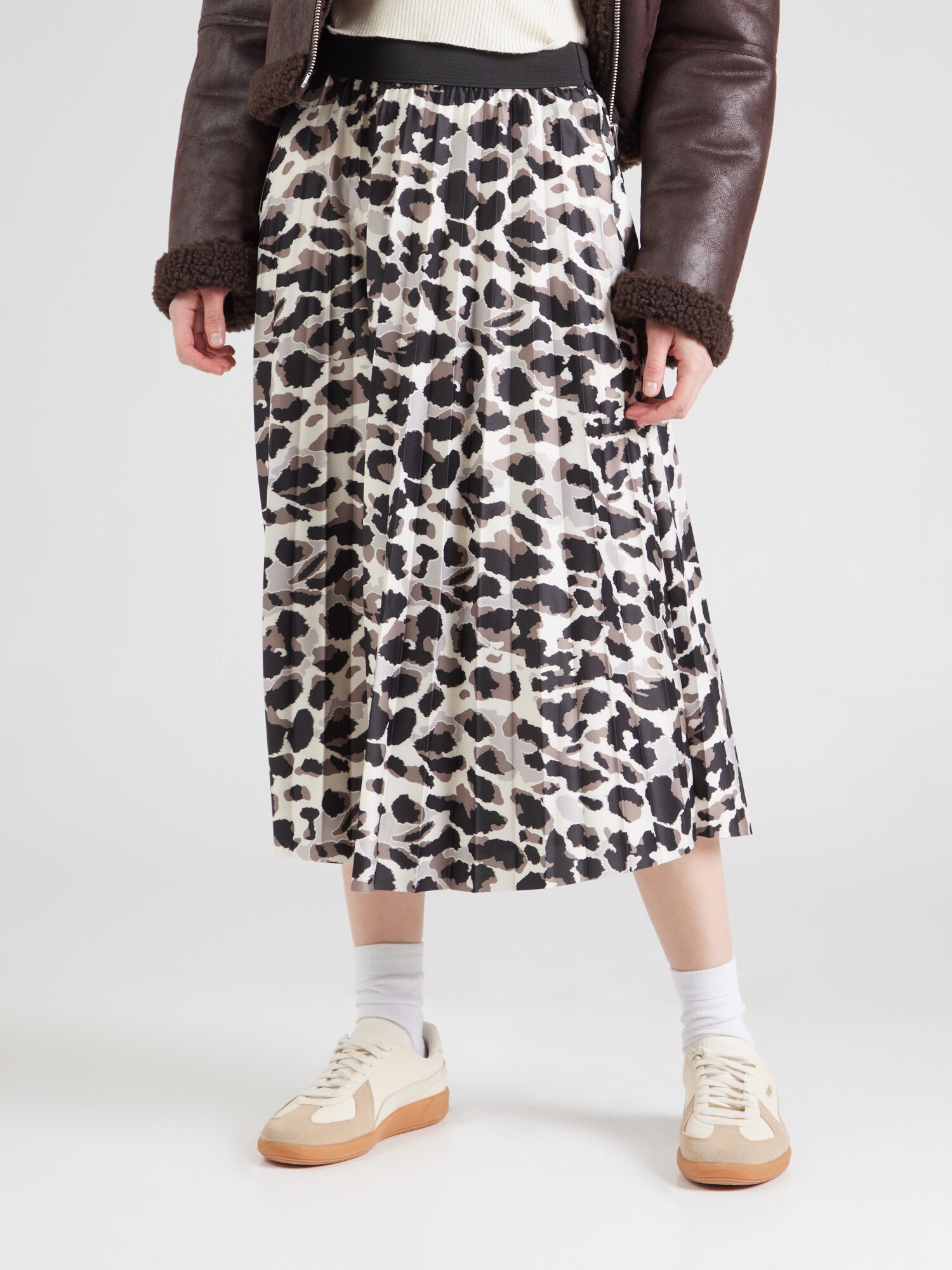 VILA Fustă Nitban  bej / fildeş / negru