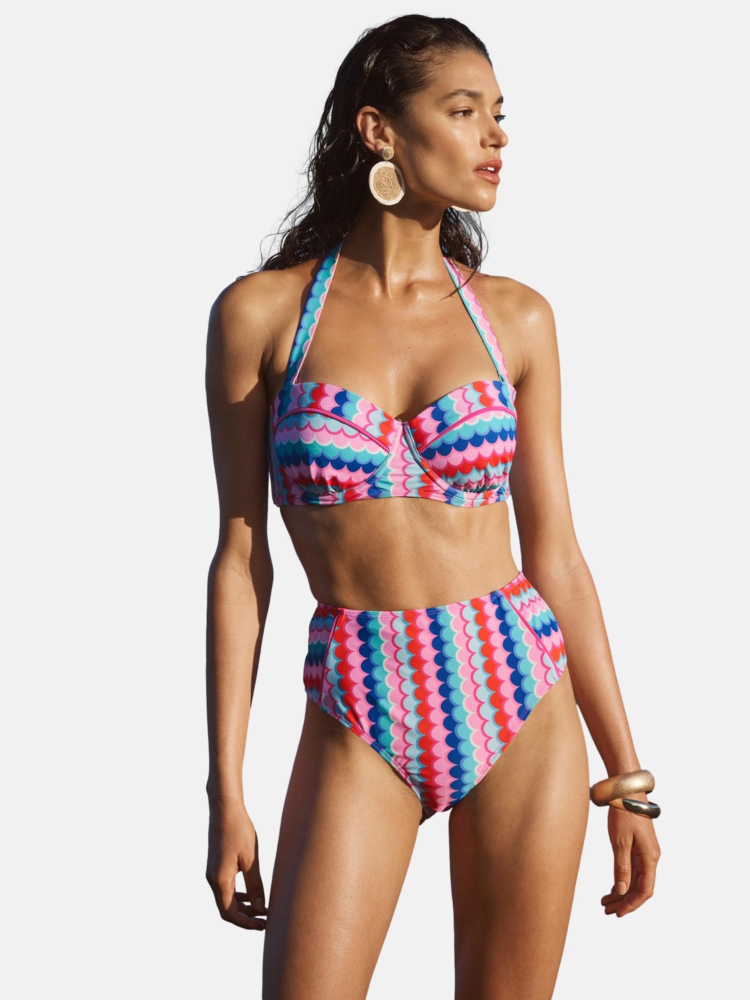 love & roses Sutien costum de baie  azur / roz / roz deschis / roșu