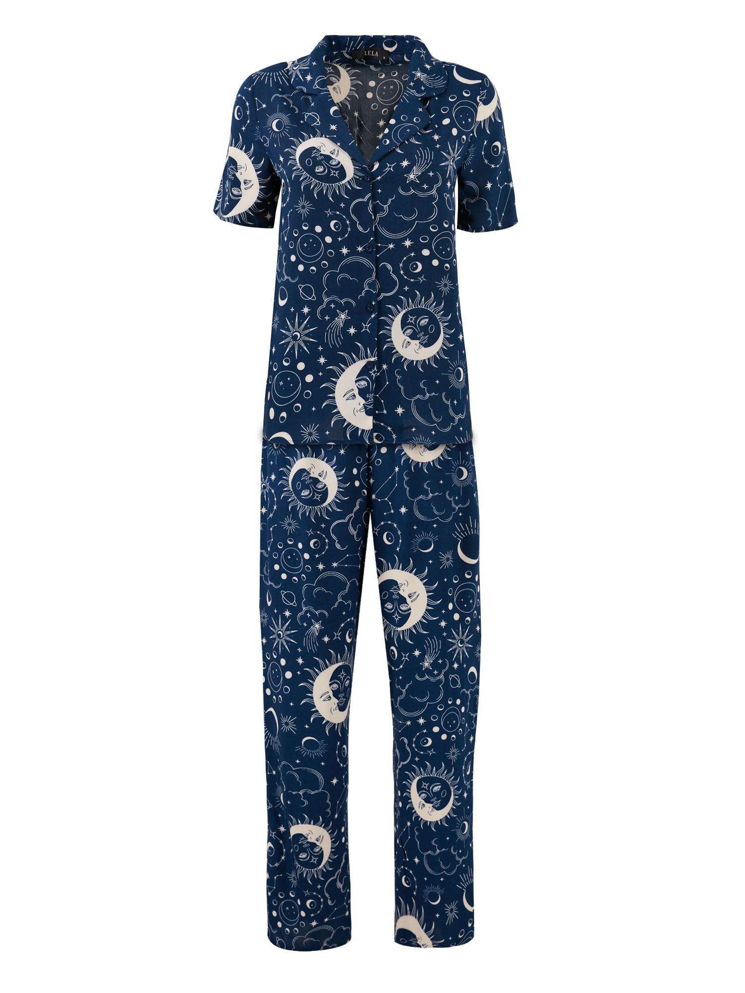 LELA Pyjama  bleu nuit / blanc en promo-lela 1