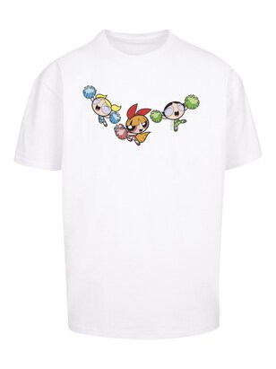 F4NT4STIC Shirt ‘Powerpuff Girls Cheerleaders’ Geel / Groen / Zwart / Wit