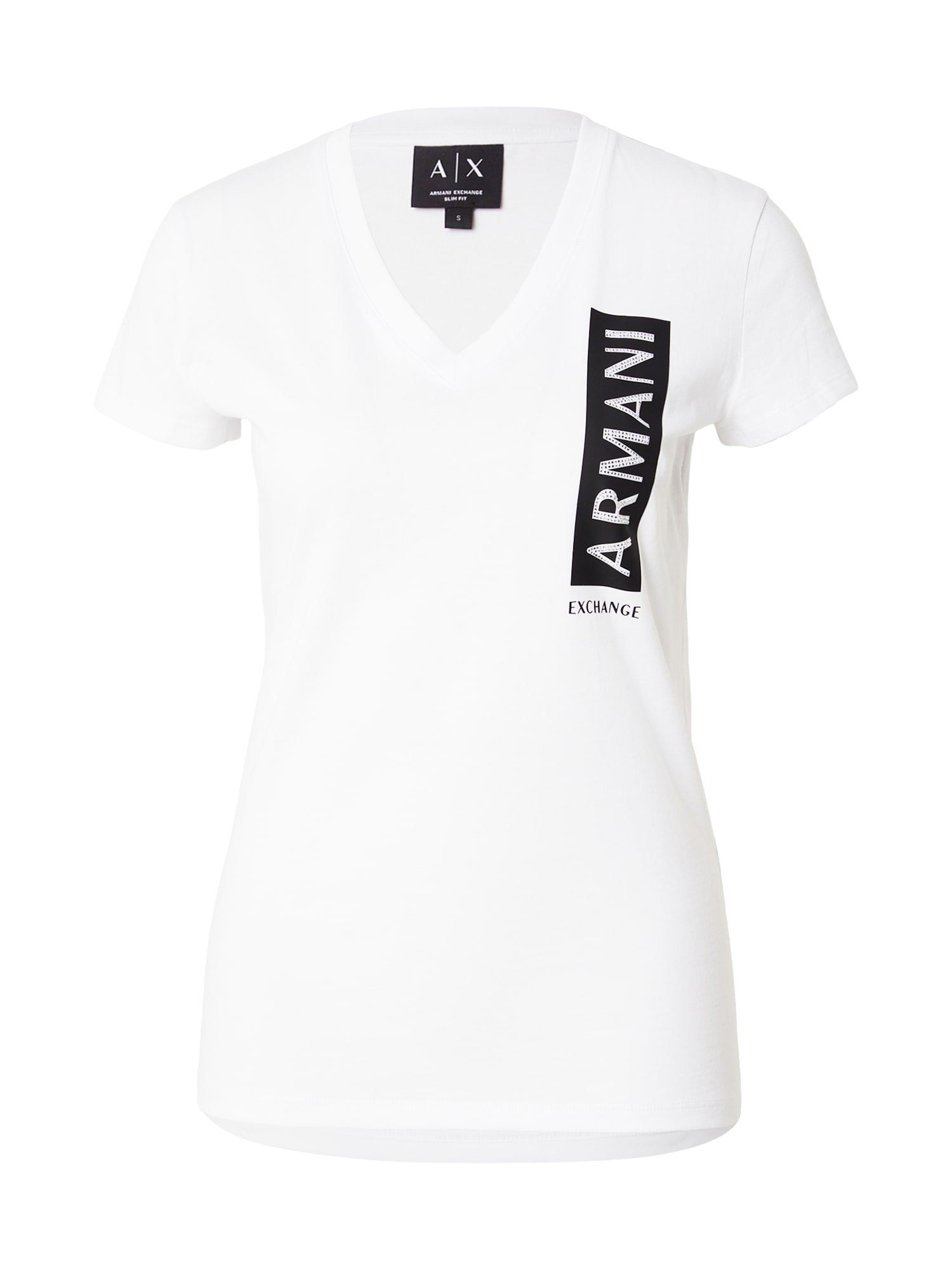 ARMANI EXCHANGE Tricou negru / alb