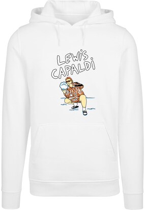 Merchcode Sweatshirt ‘Lewis Capaldi – Snowleopard’ Camel / Lichtblauw / Zwart / Wit