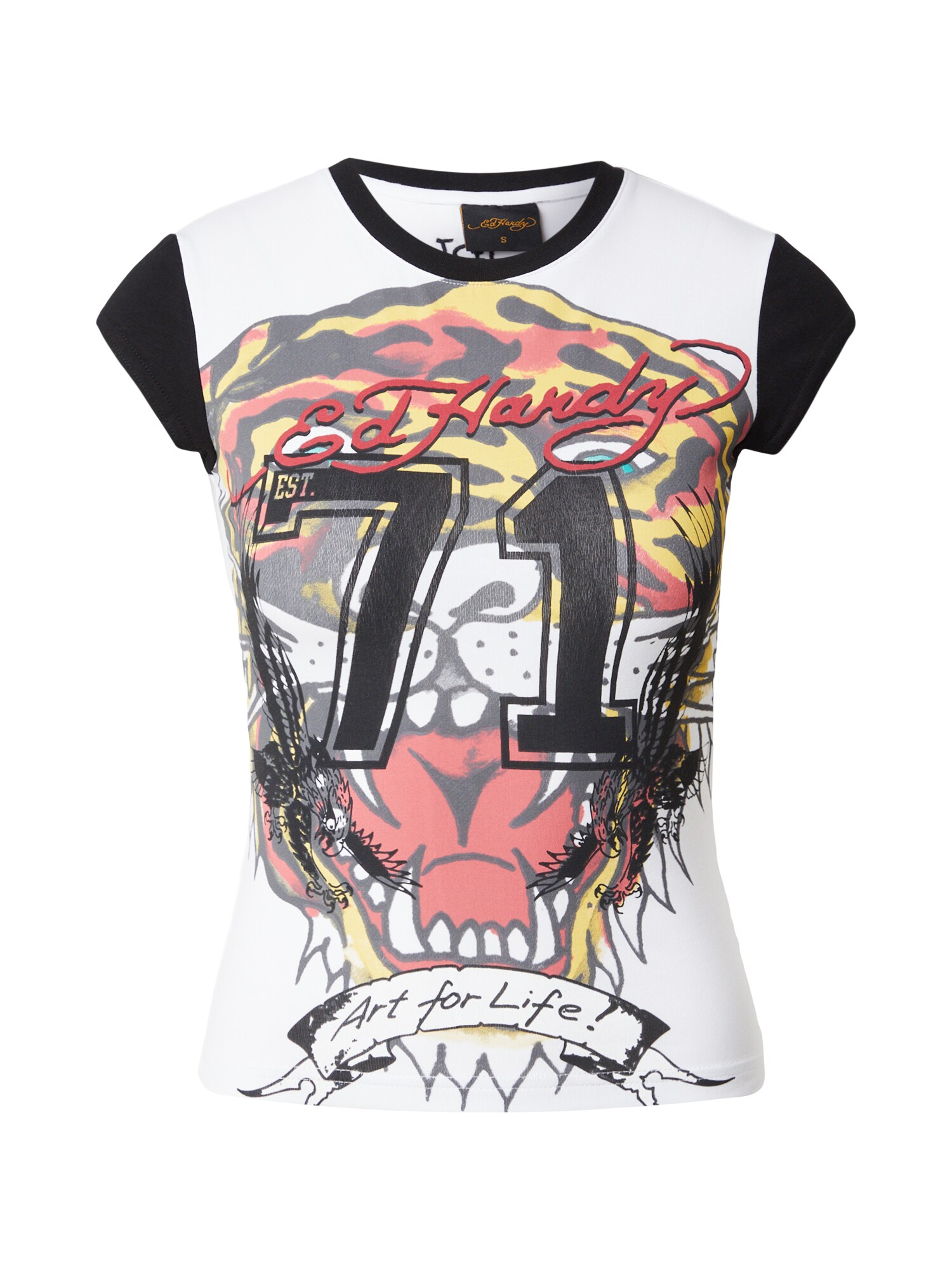 Ed Hardy Tricou 'Roaring Tiger'  galben / roșu cireș / negru / alb