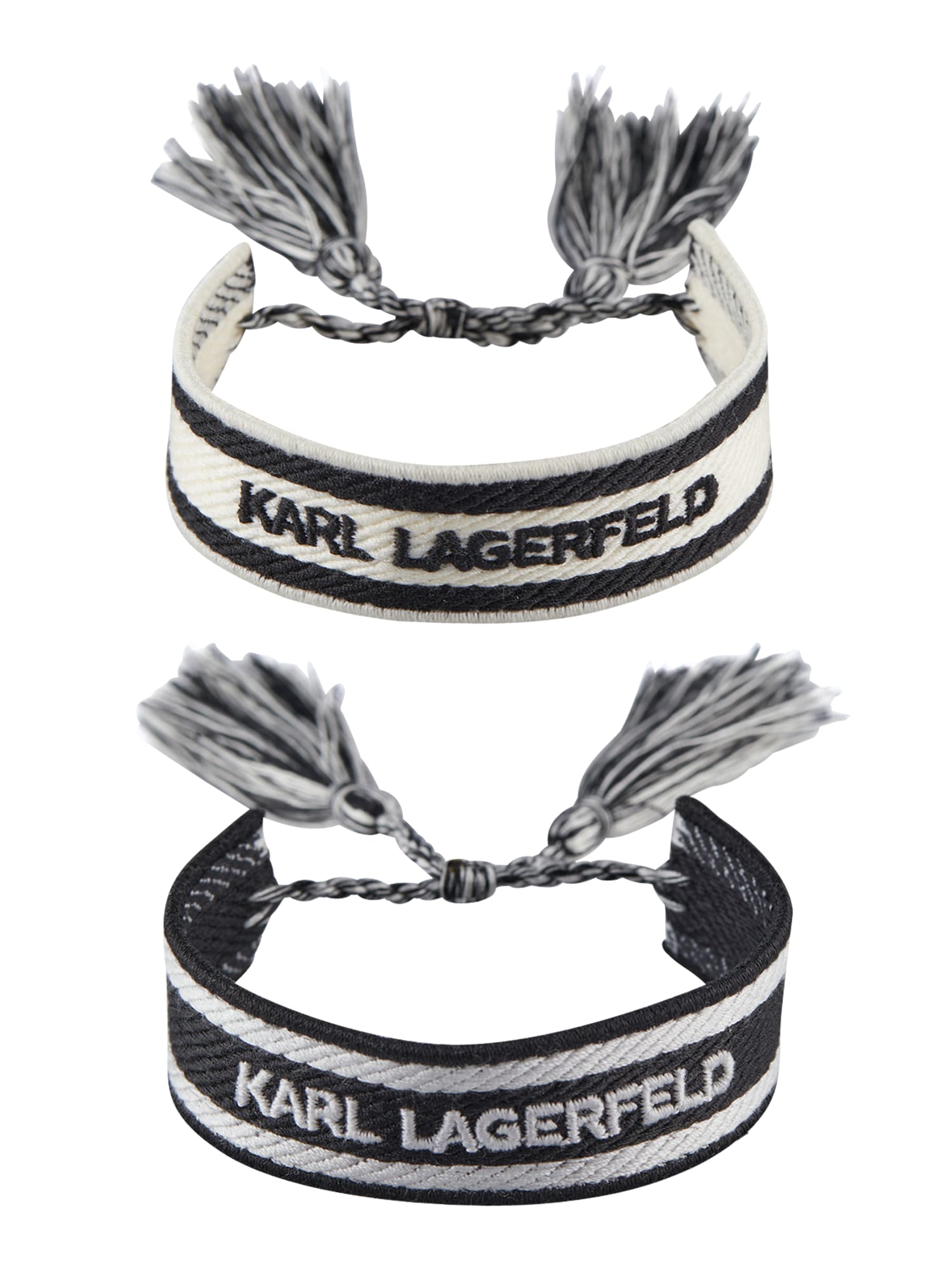 Karl Lagerfeld Karkötő 'K/WOVEN'  szürke / fekete / gyapjúfehér