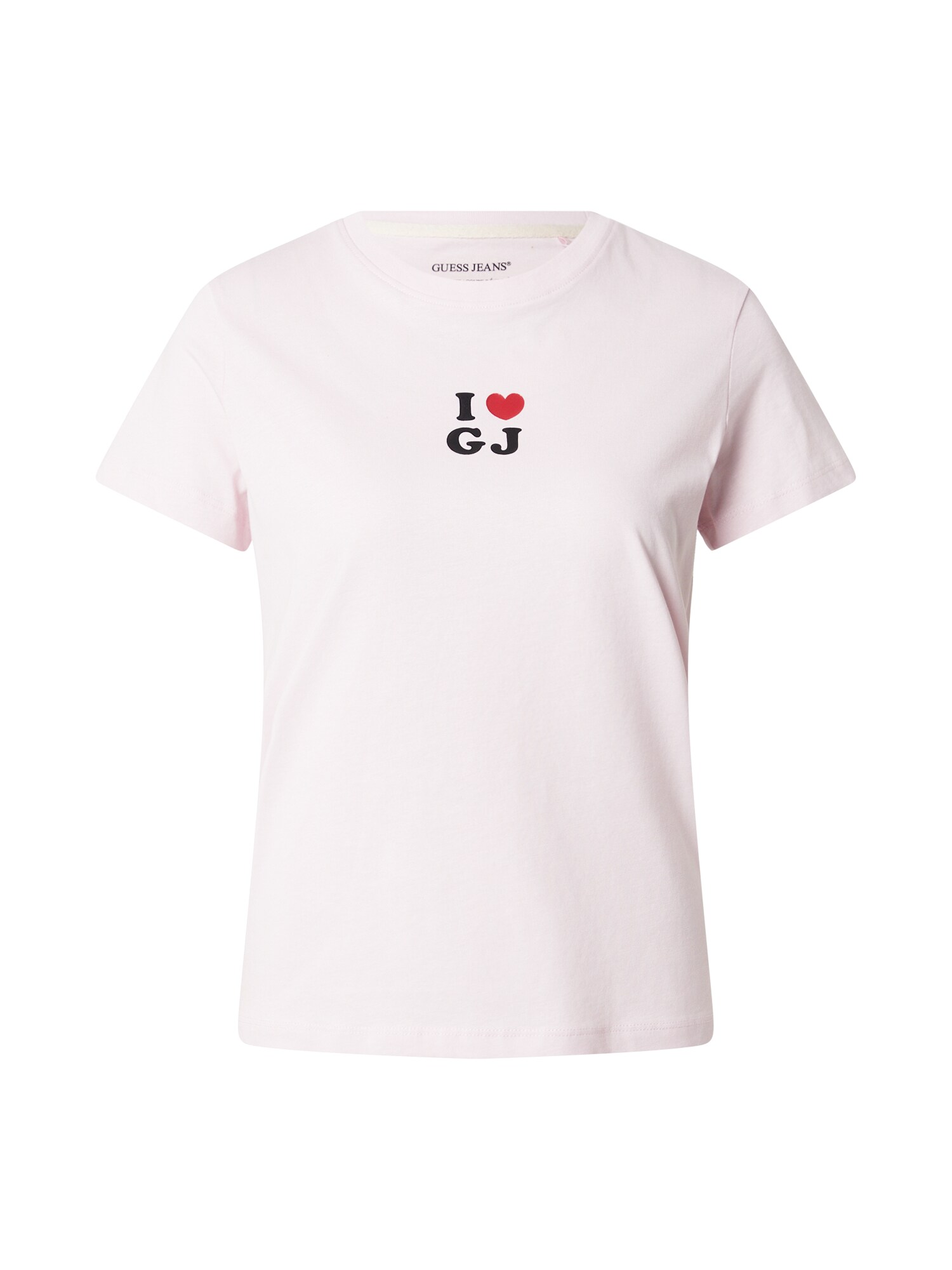GUESS JEANS Tričko 'I LOVE GJ'  pastelovo fialová / čerešňová / čierna