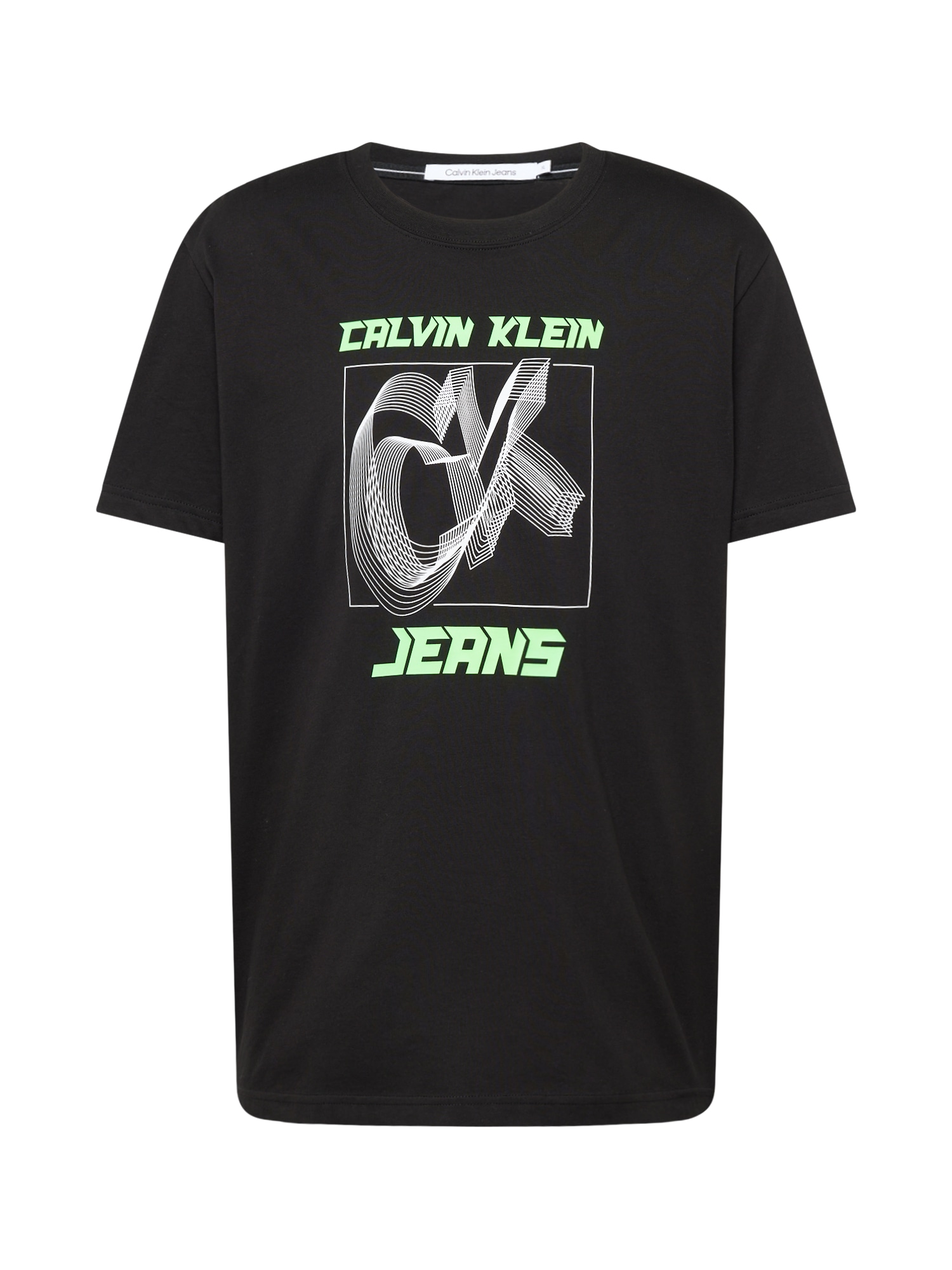 Calvin Klein Jeans Тениска  светлозелено / черно / бяло